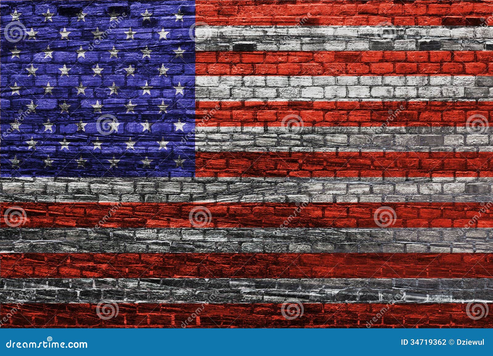 American Flag On Old Brick Wall Stock Photography Image 34719362