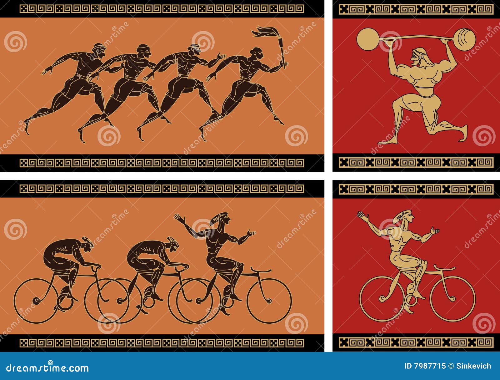 Greek Athletes Seamless Vector Wallpaper Vector Illustration