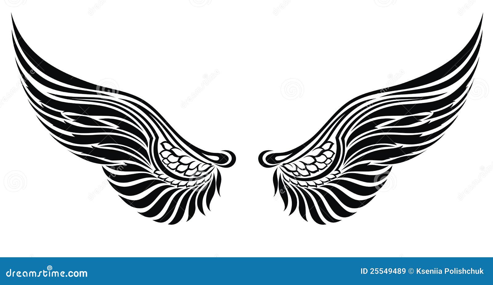 Royalty Free Stock Images: Angel wings isolated on white.Tattoo design