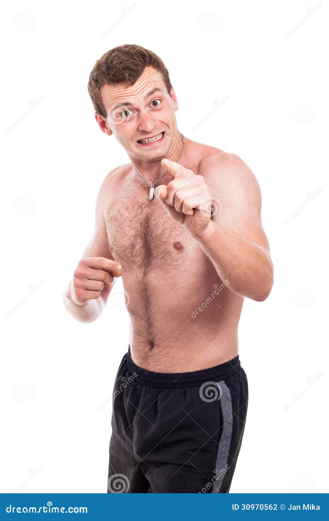 Shirtless Gorgeous Man With Angry Expression Stock Photo 