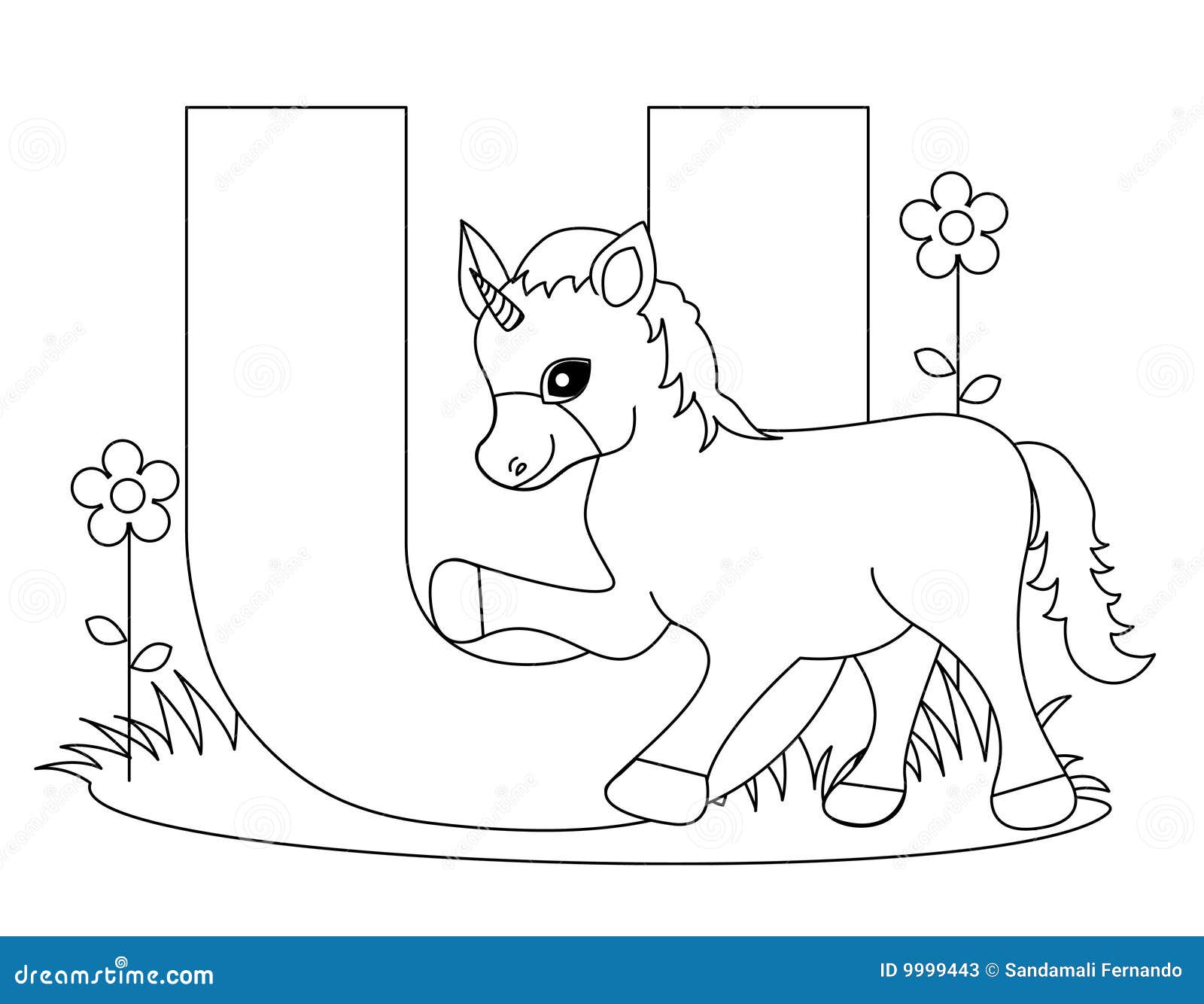 coloring alphabet animal letter unicorn illustration isolated graphic background cute