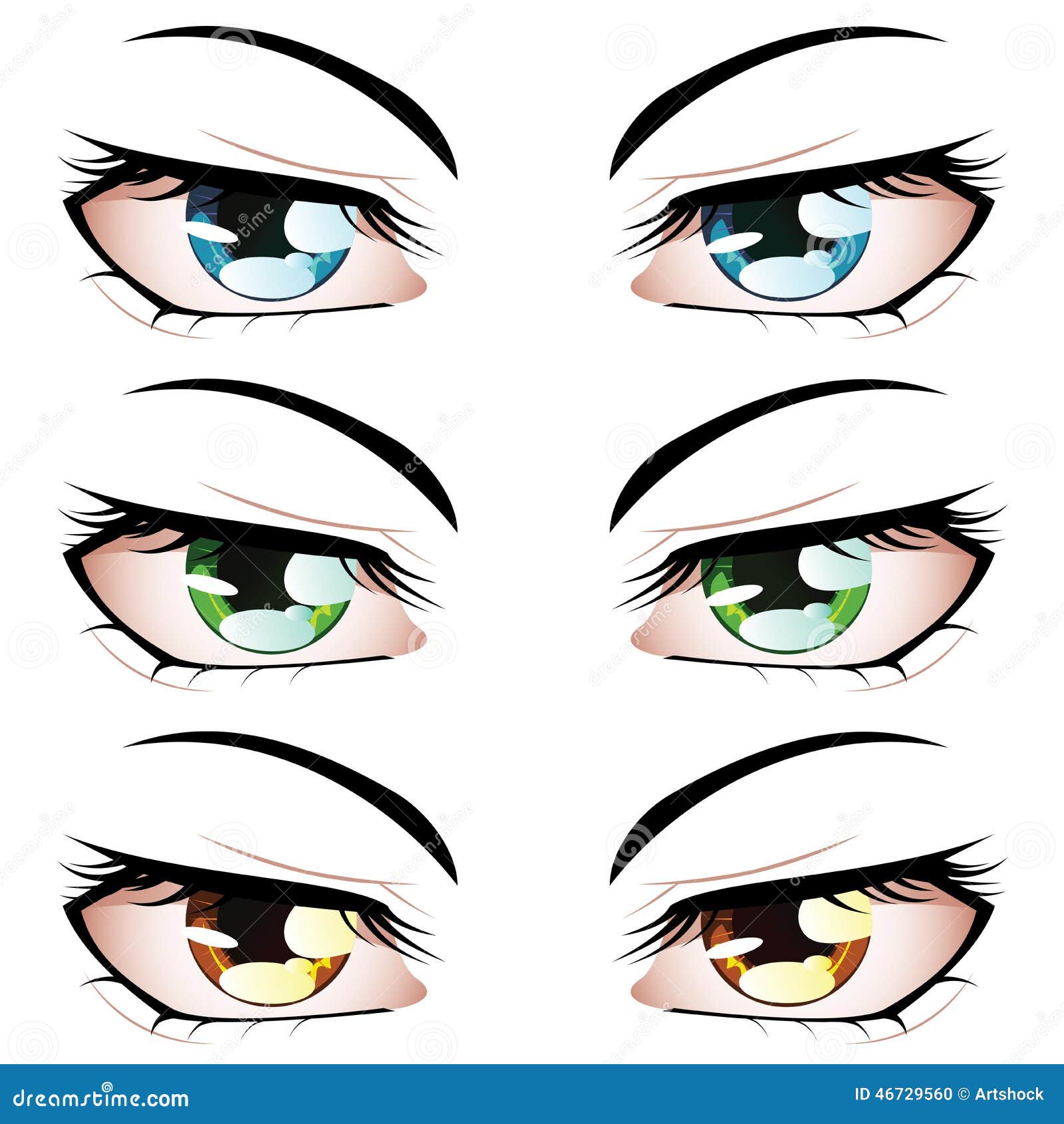 Anime Style Eyes Stock Vector - Image: 46729560