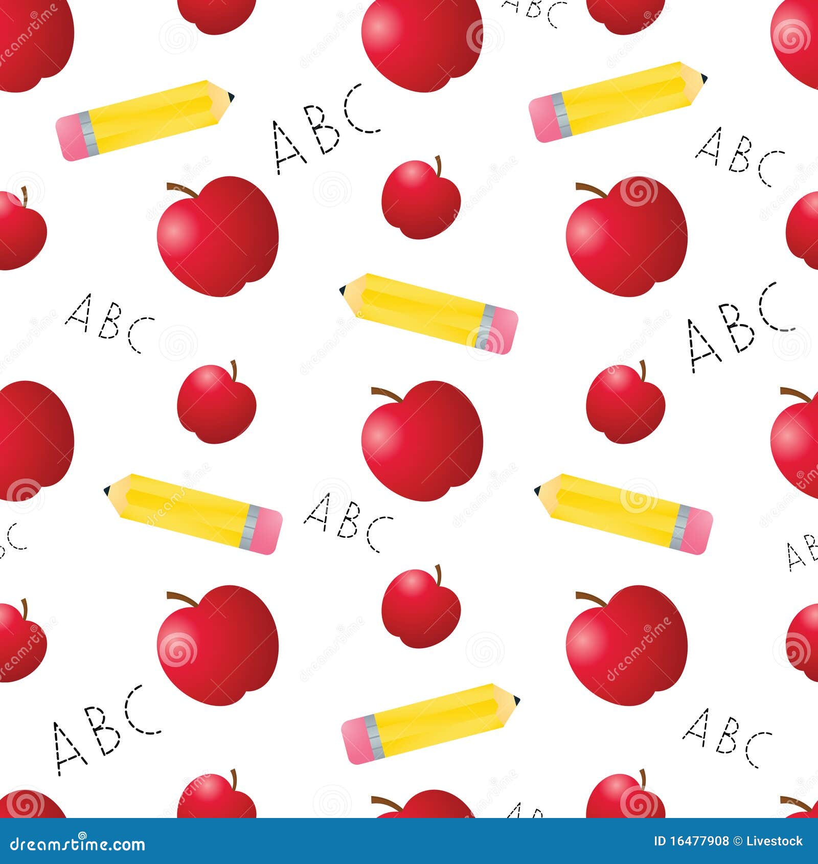Apples And Pencils Seamless Tile Royalty Free Stock Photos - Image