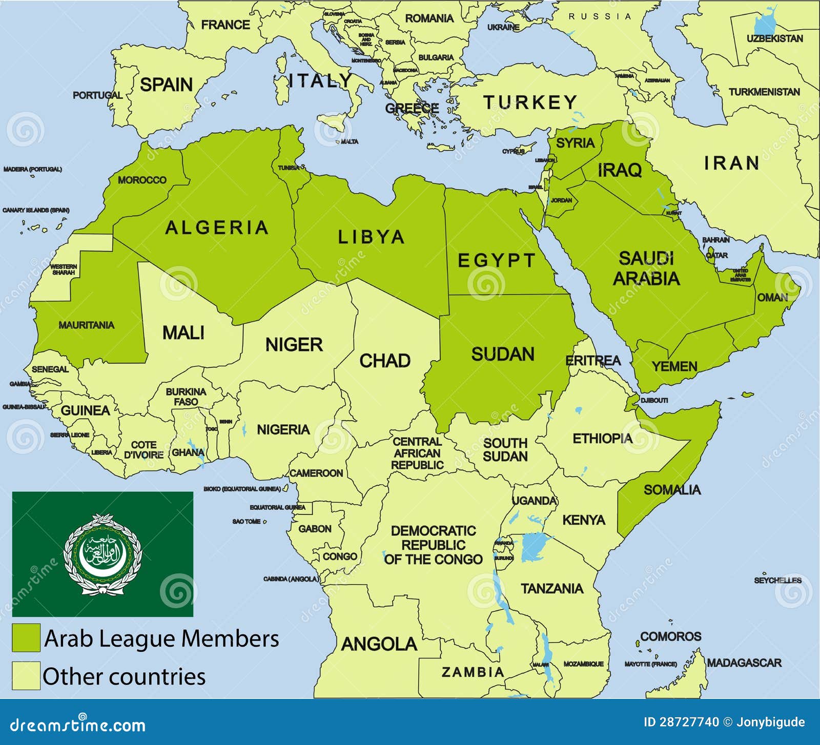 Arab League Map Surroundings 28727740 