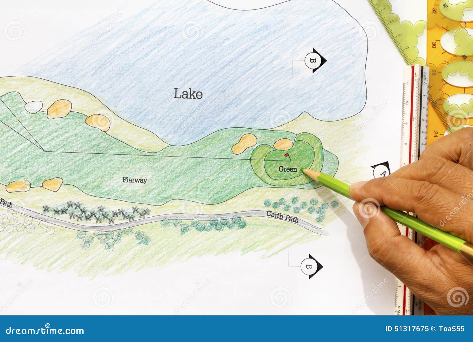 Architect Design Golf Course Plan. Stock Photo - Image: 51317675