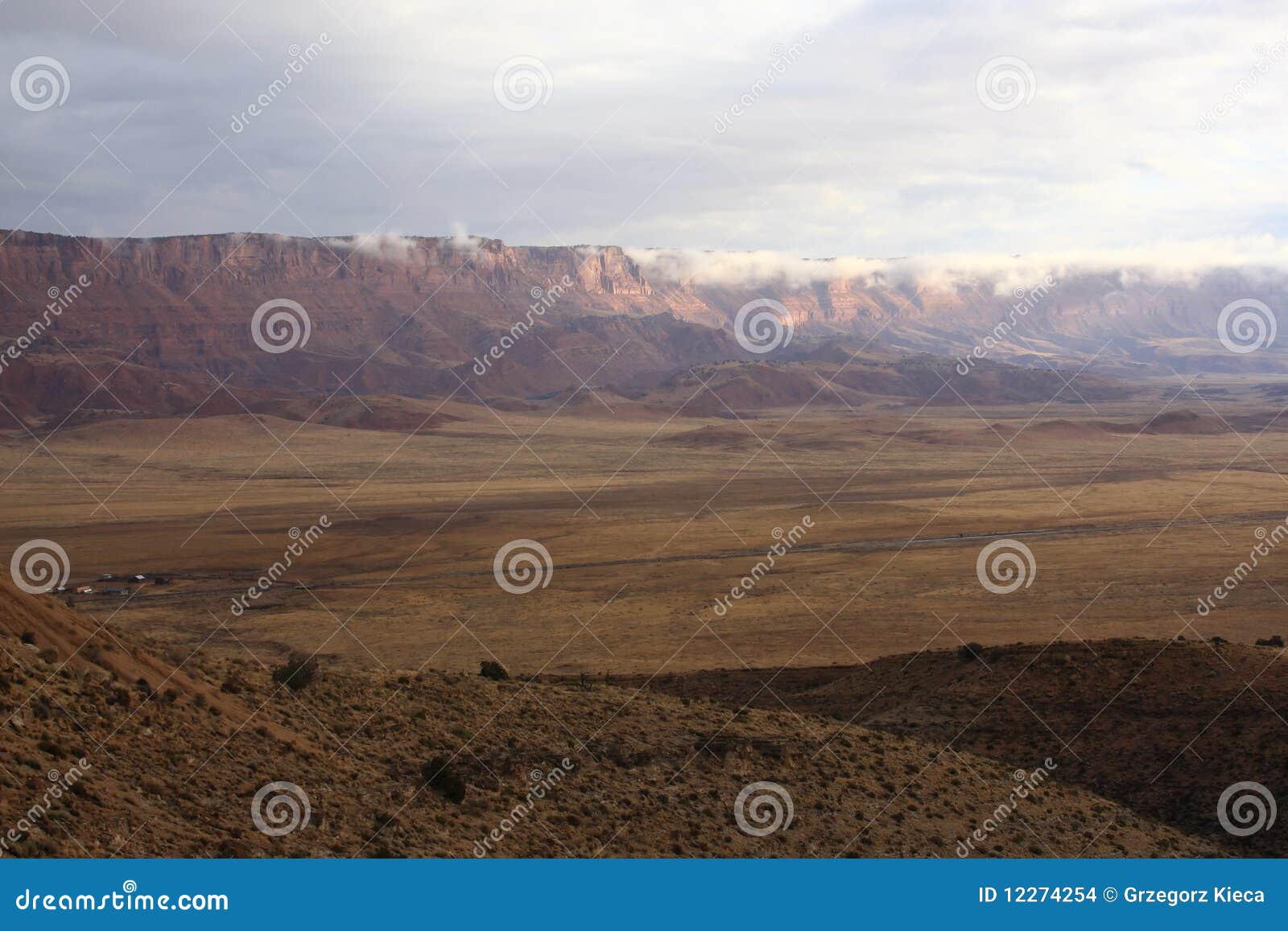 Arizona Vermilion Cliffs landscape on a cold cloudy day.