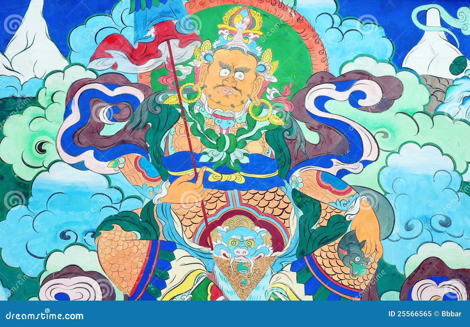 Arte Tibetano Antiguo De La Pintura De Pared Foto de archivo libre de ...