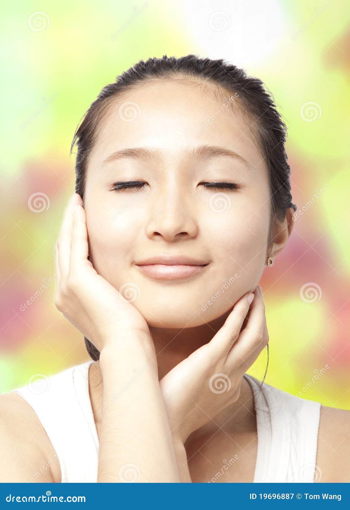 Asian Woman Face With Skin Care Royalty Free Stock Photography - Image