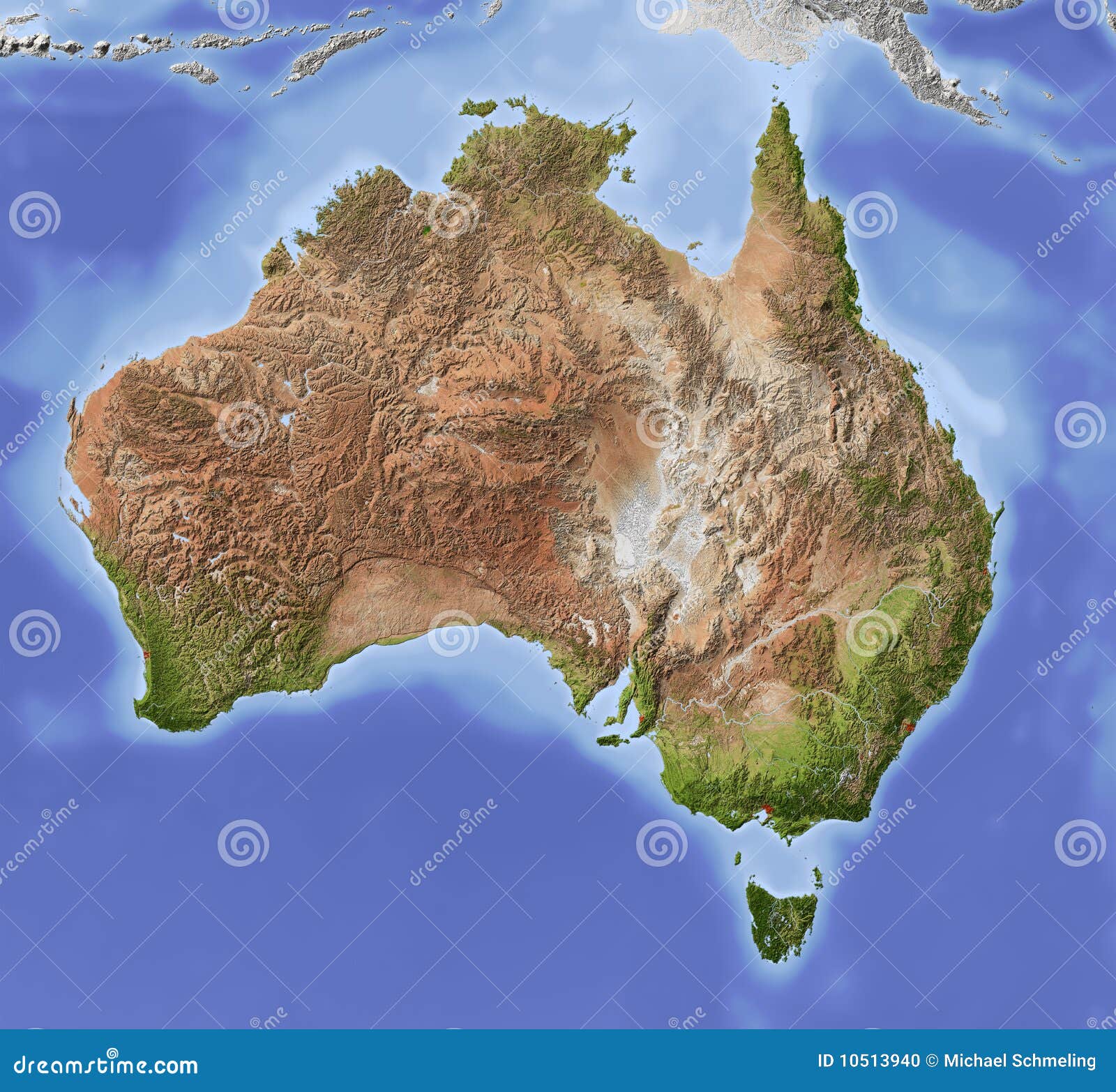 Global Imagery And Shaded Relief - Asia And Australia Outline