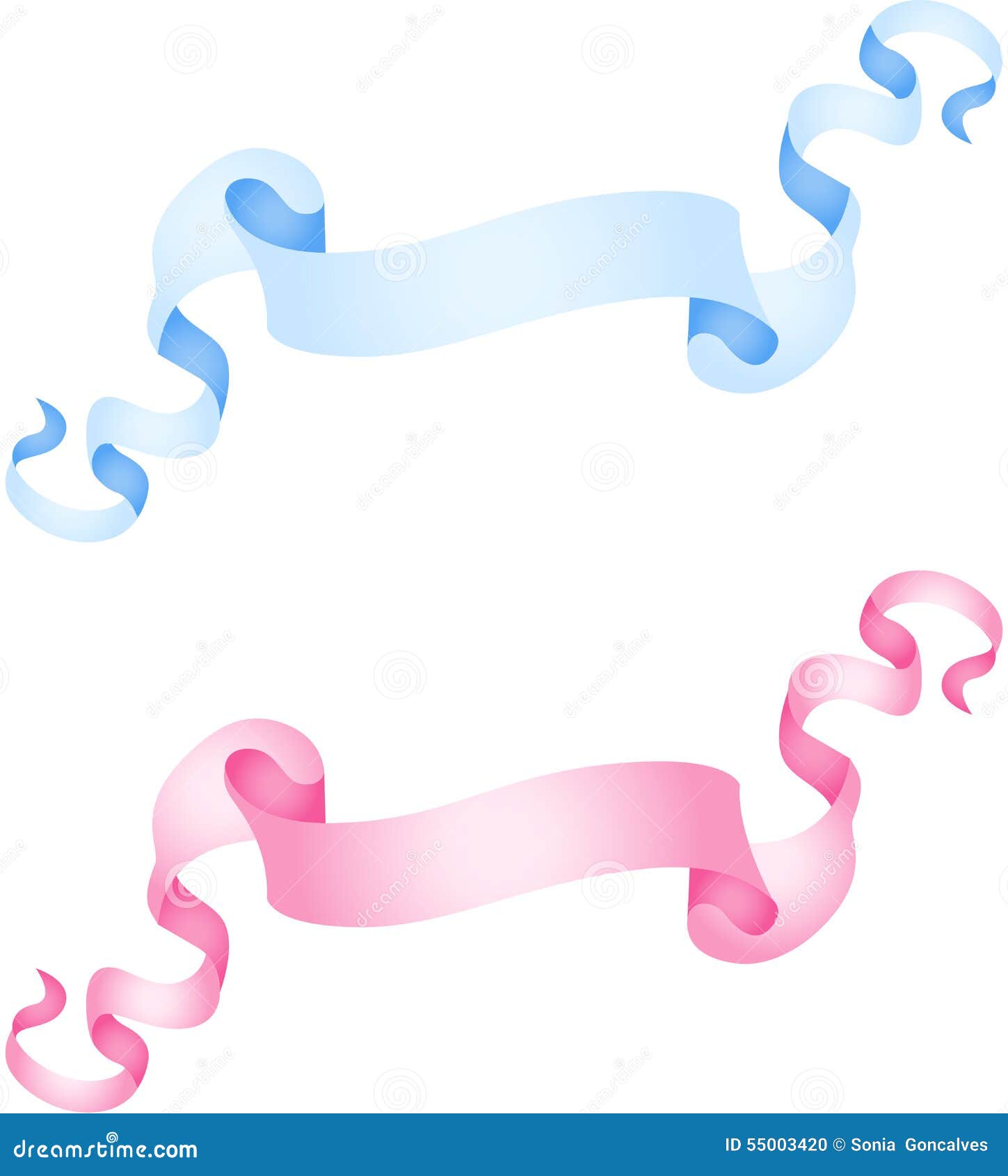 Baby Blue And Pink Ribbon Banners Stock Vector - Image: 55003420