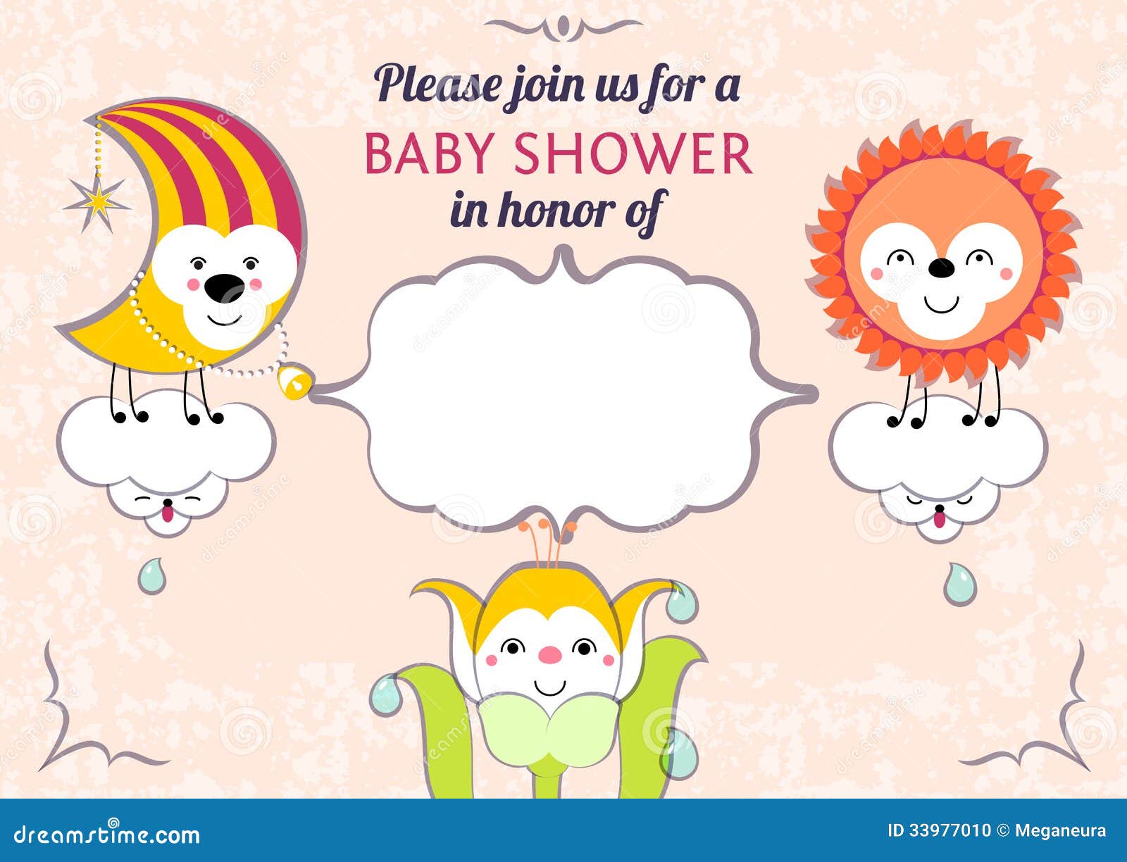 Baby shower invitation card editable template funny cute kawaii ...