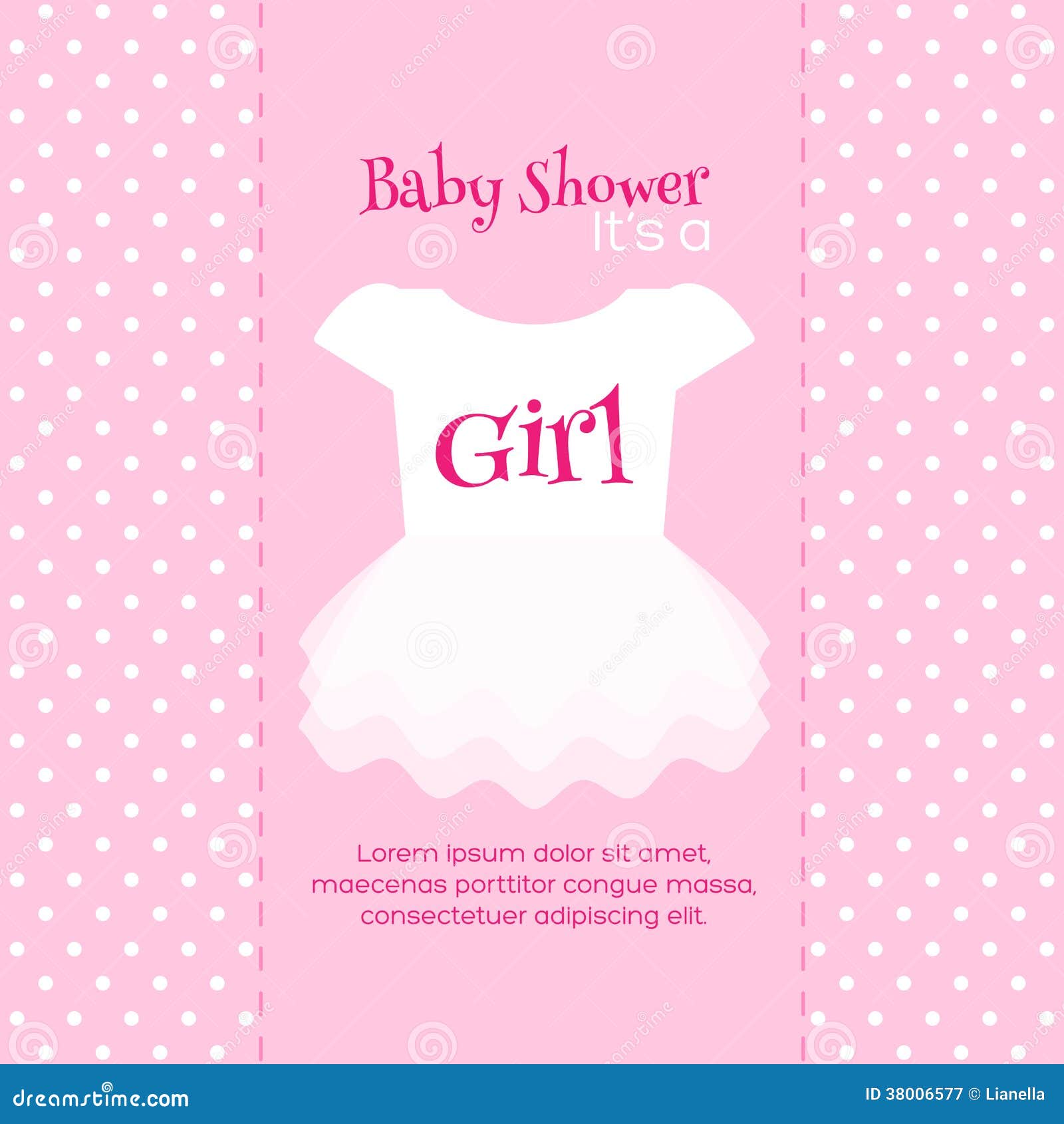 Baby Girl Shower invitation card. Pink template.