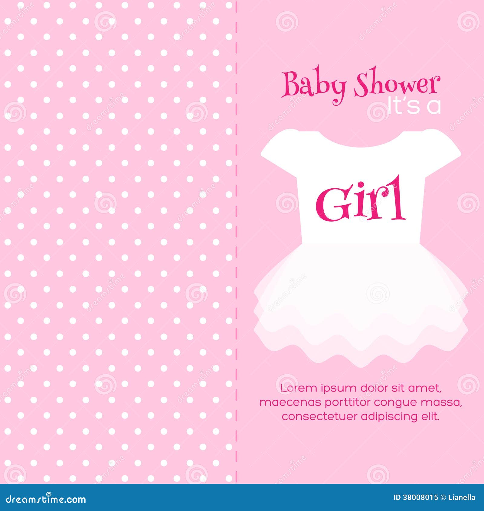 Baby Girl Shower invitation card. Pink template.