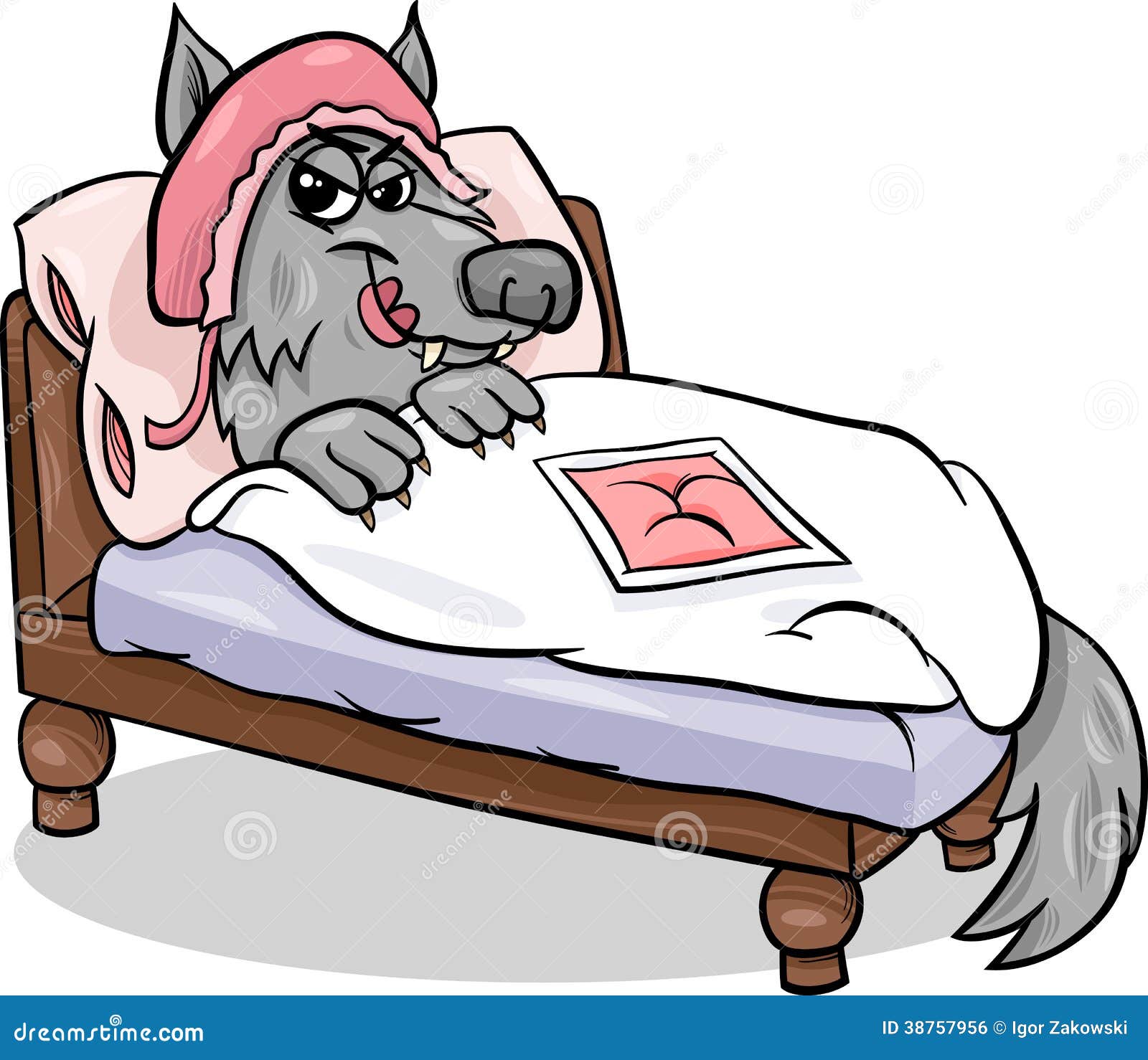 Bad Wolf In Bed Cartoon Illustration Royalty Free Stock Image - Image ...