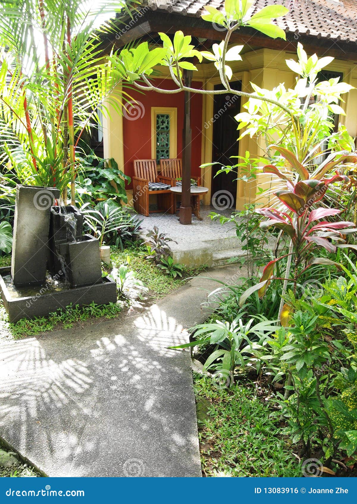 Bali Resort Patio Garden Royalty Free Stock Image - Image: 13083916