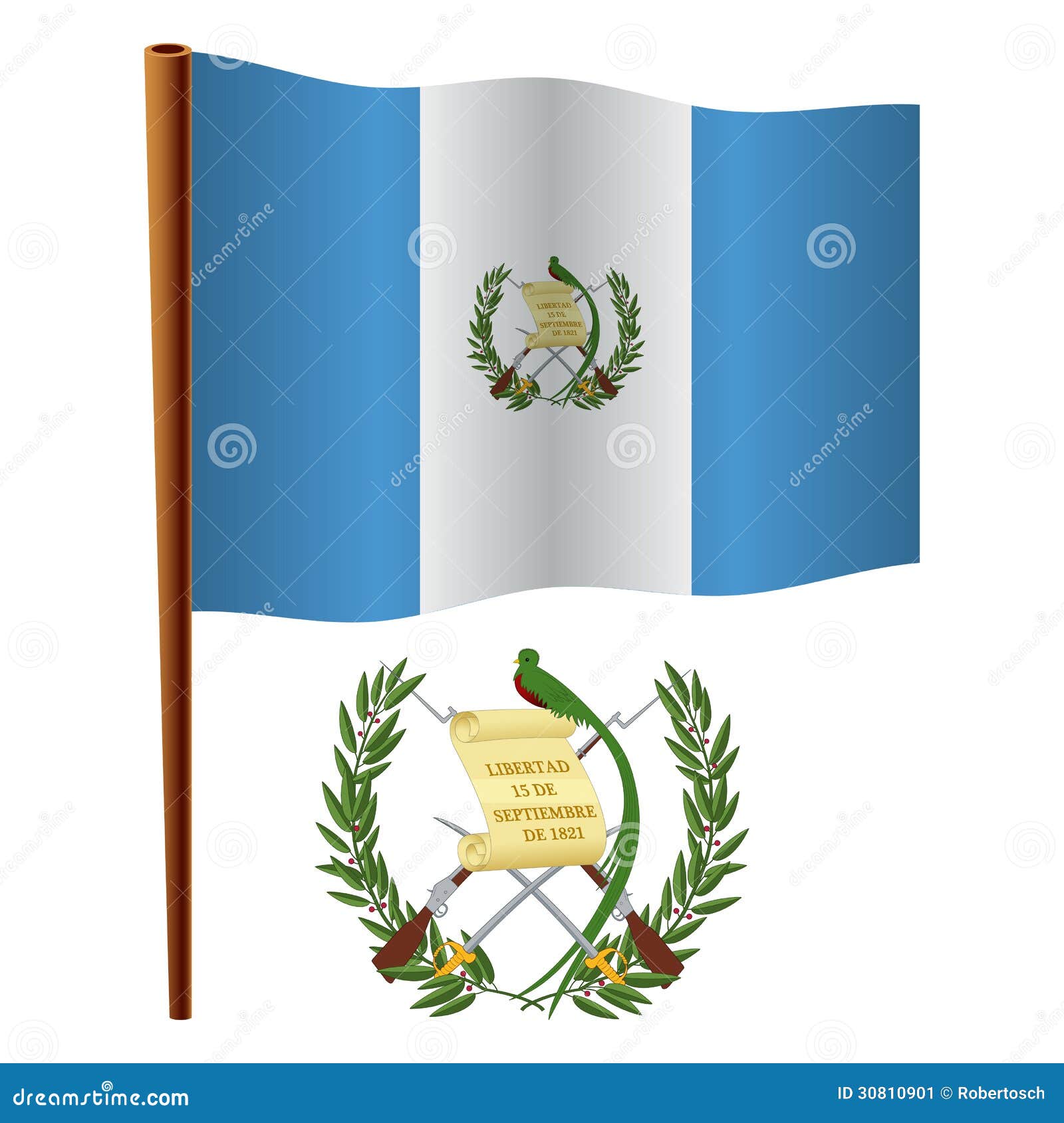 Bandera+Y+Escudo+De+Guatemala La bandera y el escudo de armas ondulados de Guatemala contra el fondo ...