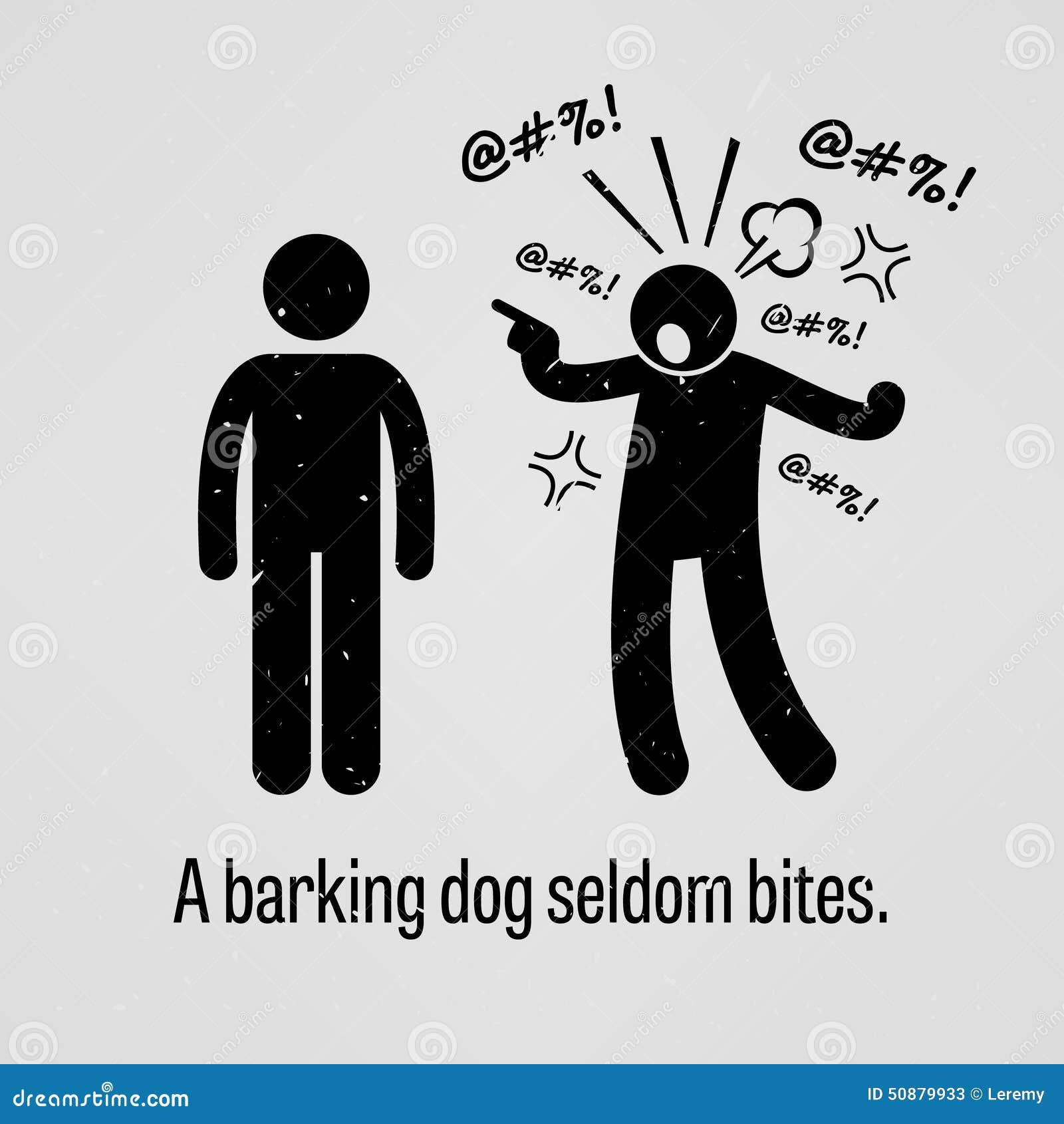 ... sayings, A Barking Dog Seldom Bites with simple human pictogram