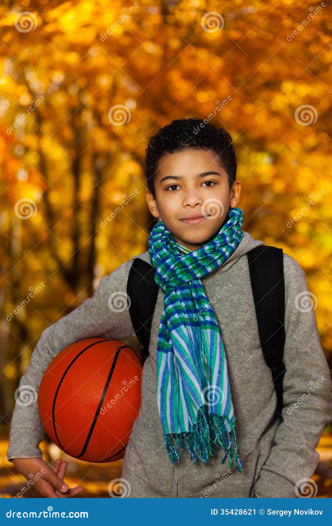 Basketball In Autumn Stock Image - Image: 35428621