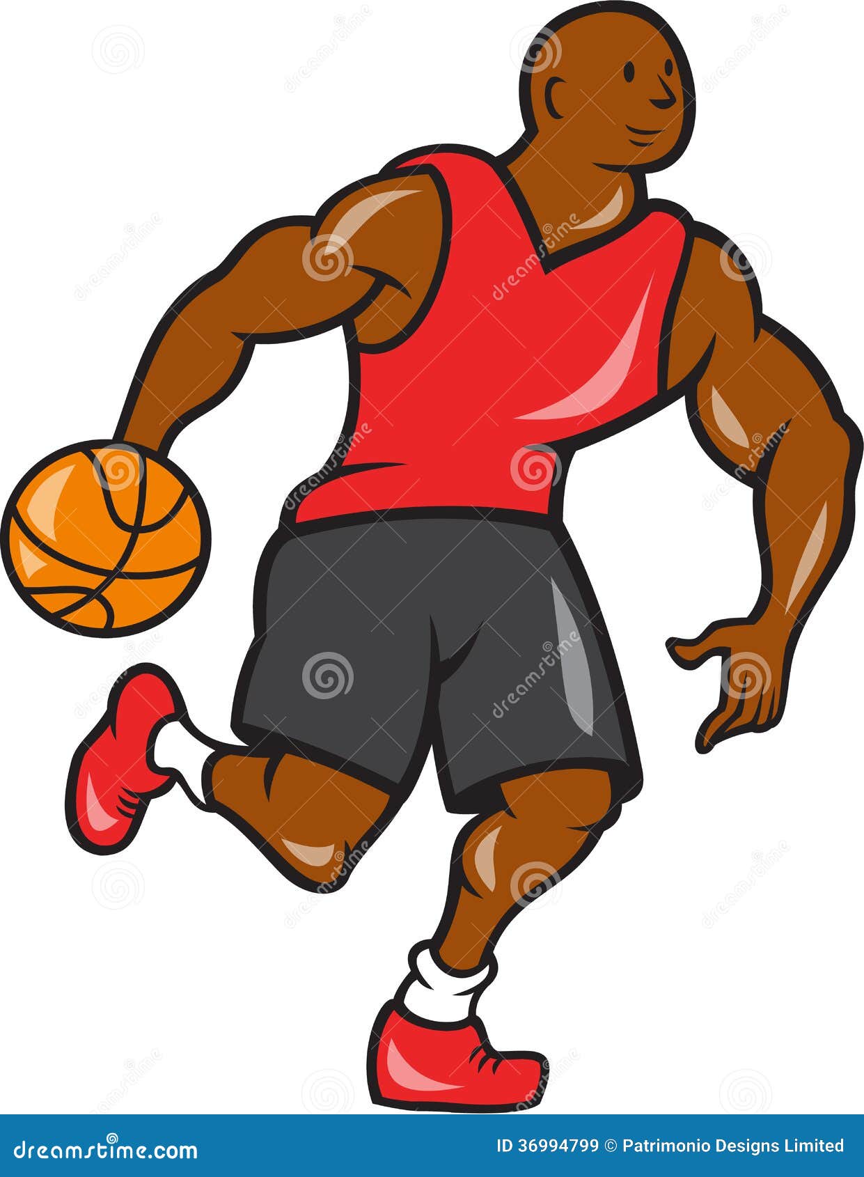 Basketball Player Dribbling Ball Cartoon Royalty Free ...