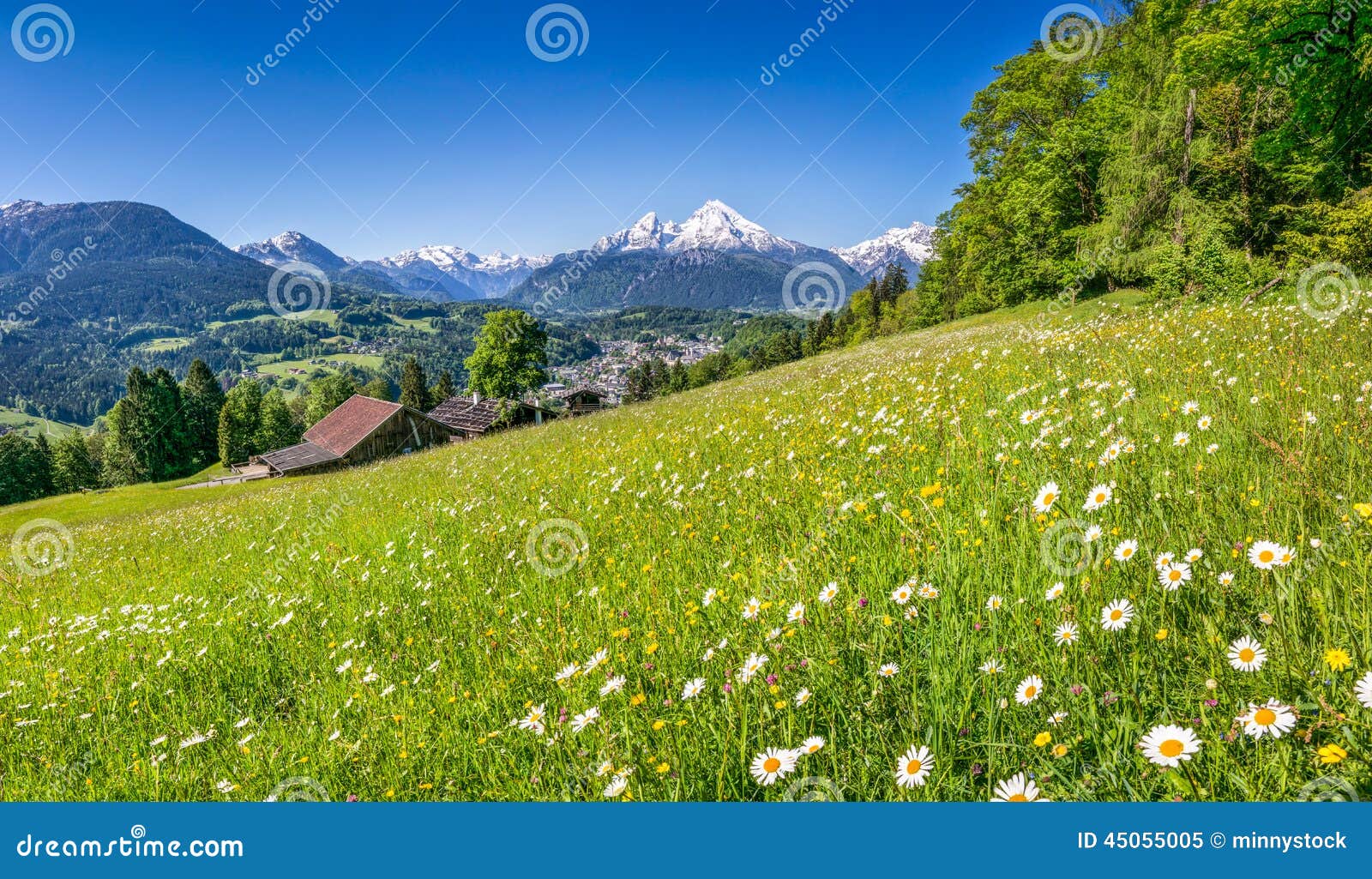 Vue panoramique de beau paysage de montagne dans les Alpes bavarois ...