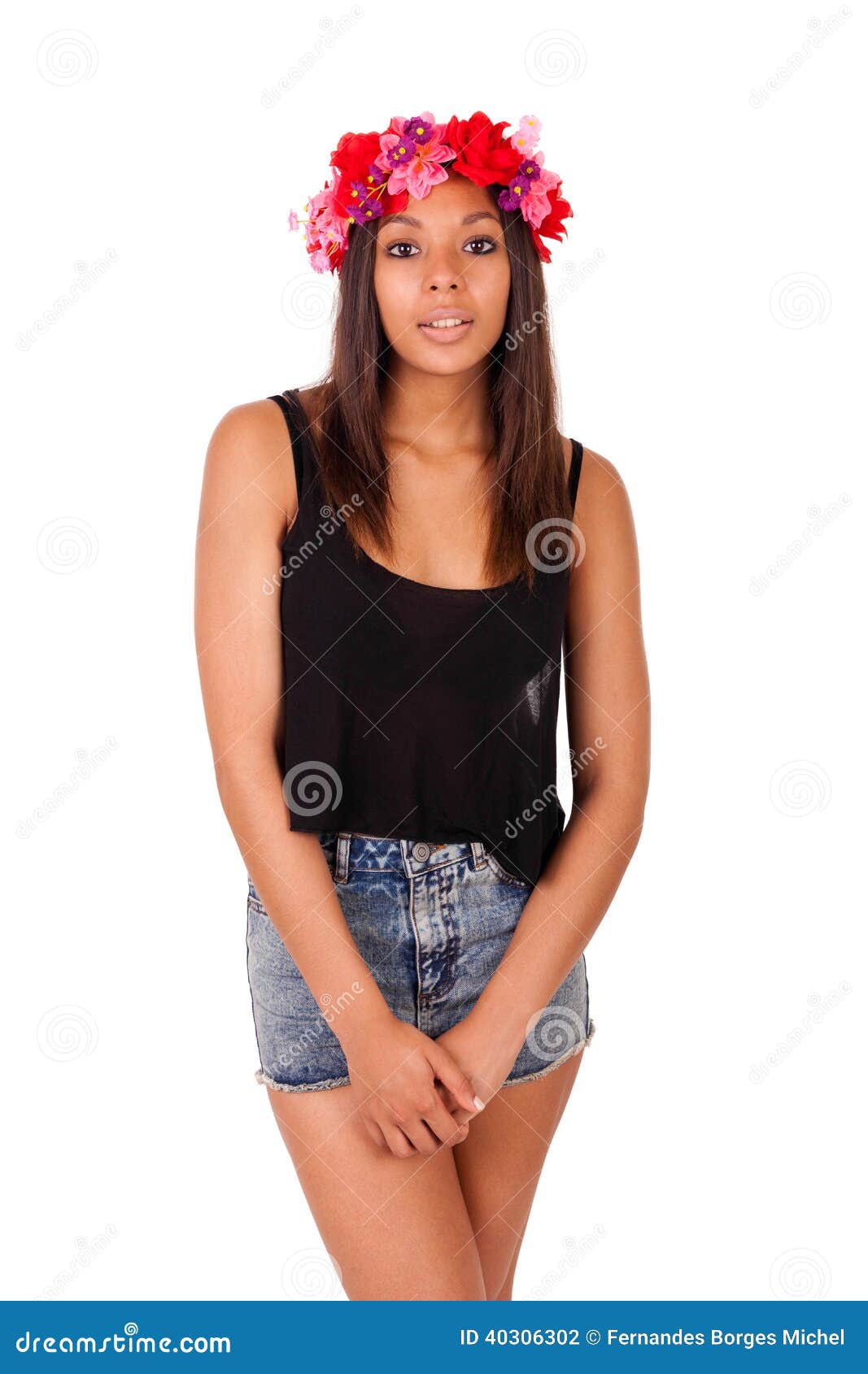 Beautiful African American model posing fashion style isolated