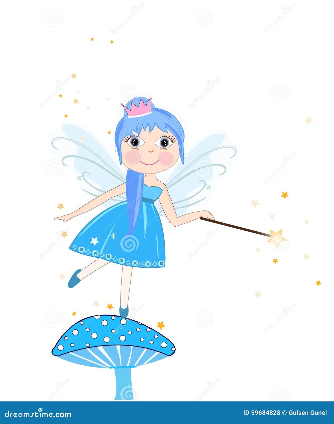 Beautiful Blue Fairy Girl Vector