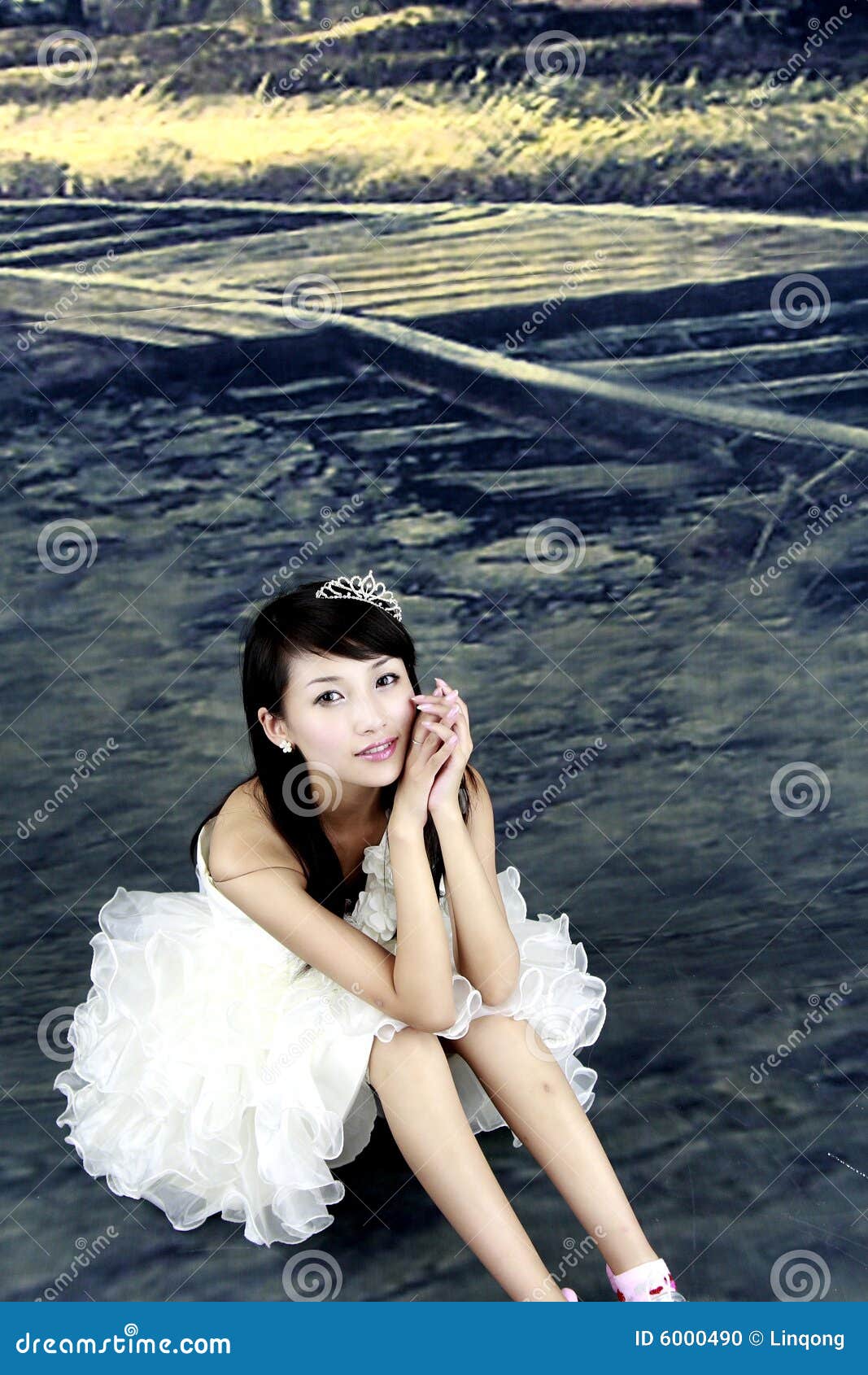 Beautiful Asian Bride Poses Outside 105