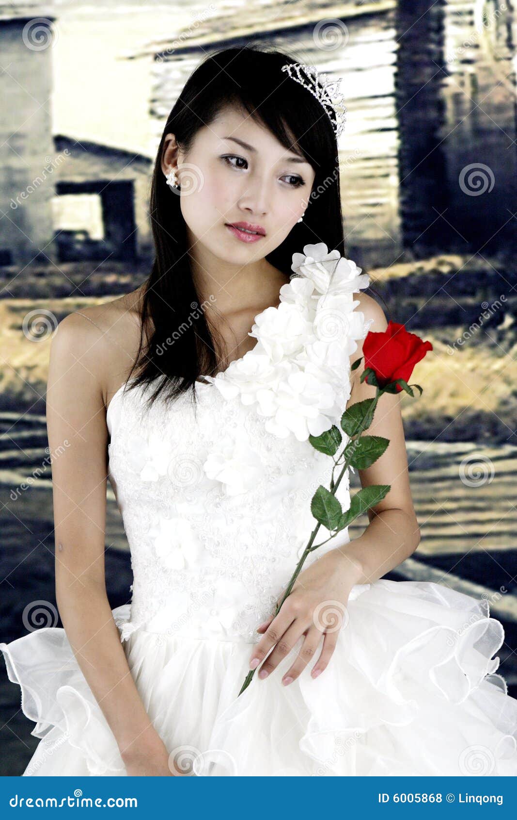 Asian Bride Poses Outside 113