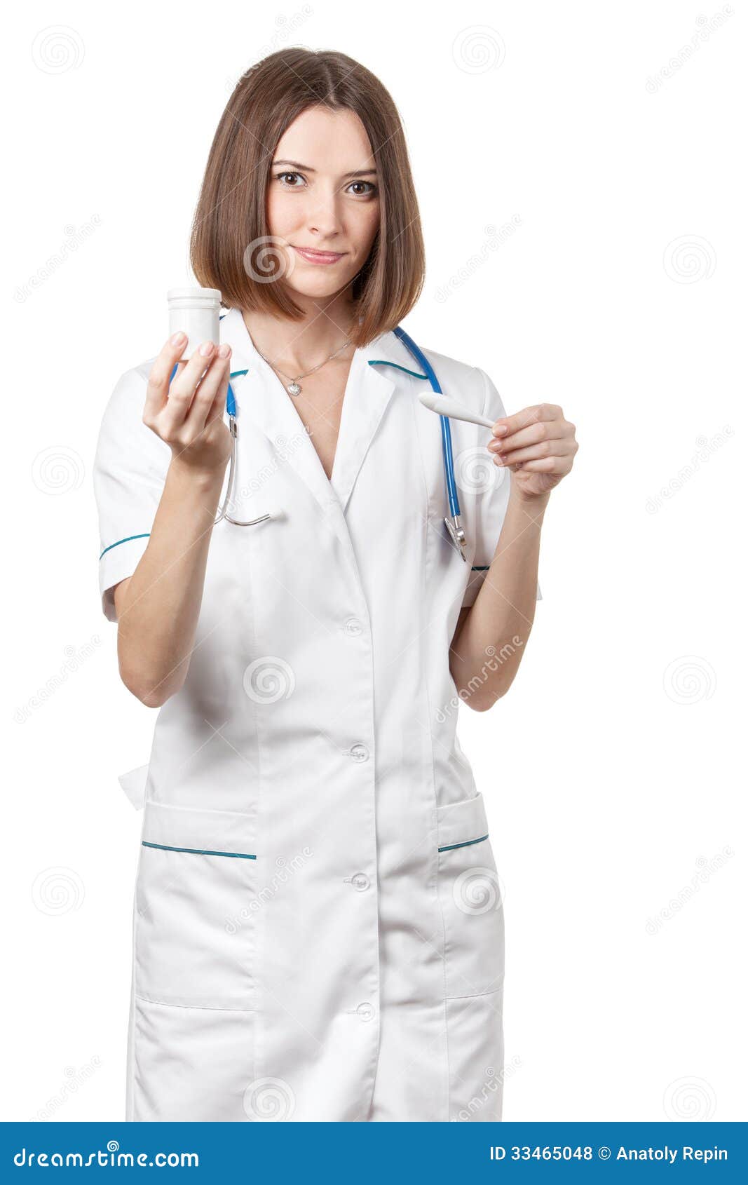 Beautiful Brunette Woman Medical Worker Royalty Free Stock Photos