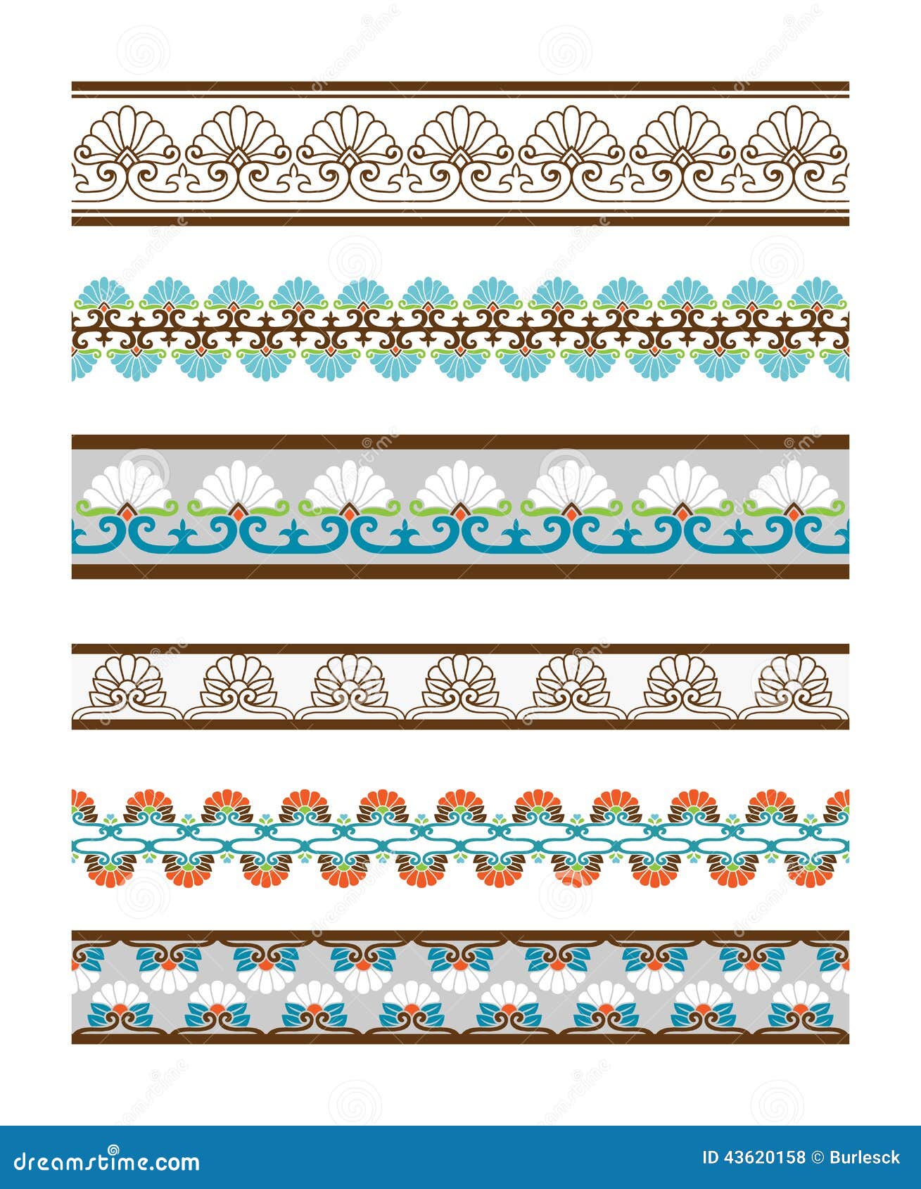 beautiful colored seamless vector borders stock vector