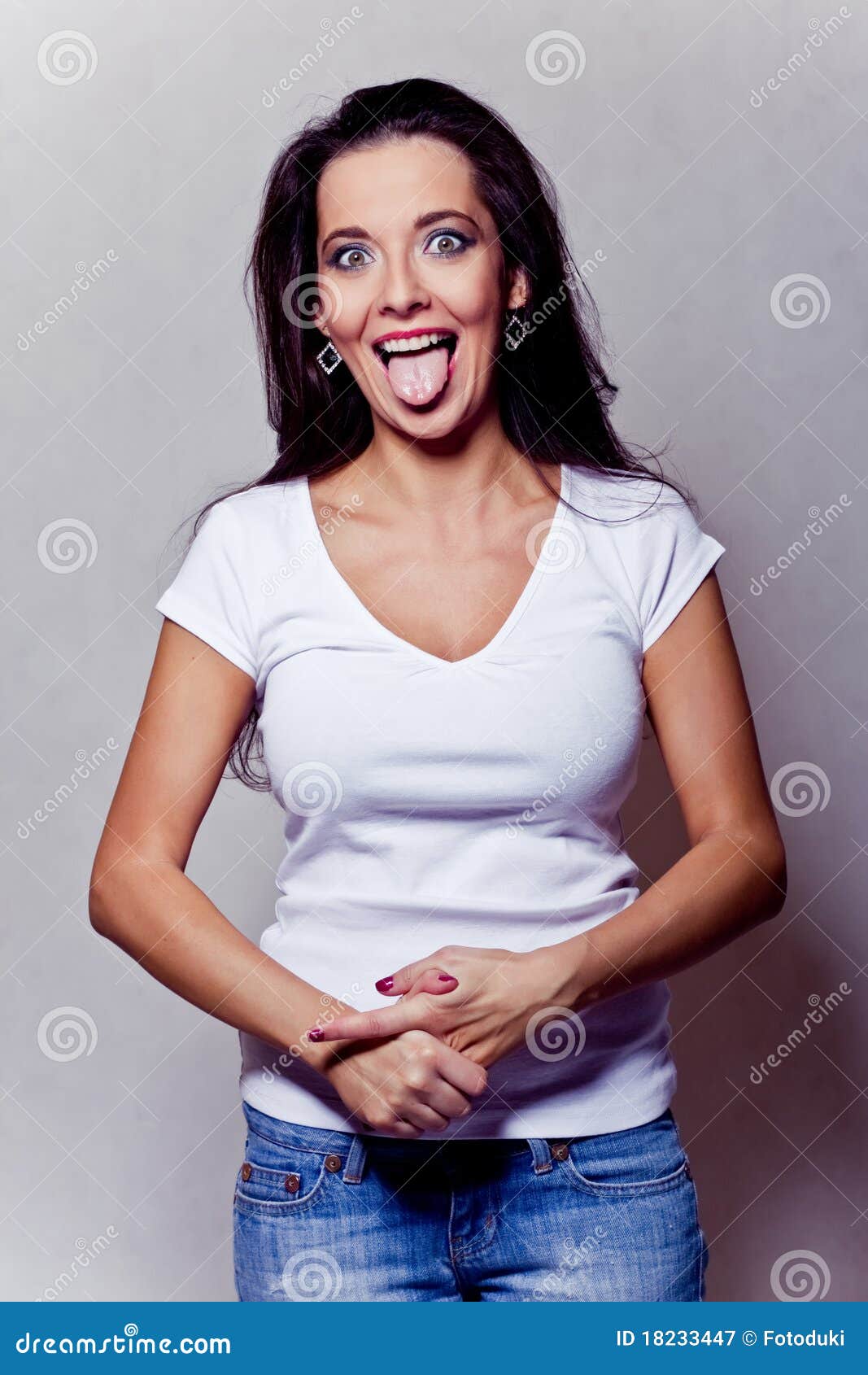 Beautiful Crazy Brunette Girl Royalty Free Stock Photography Image