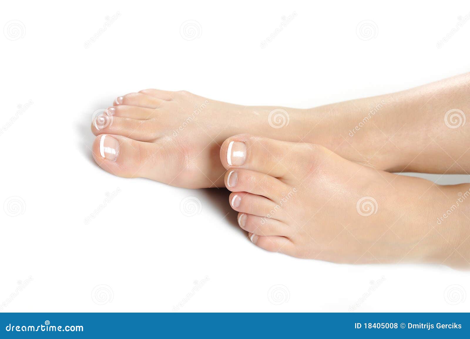 Beautiful Feet With Perfect French Spa Pedicure Royalty Free Stock