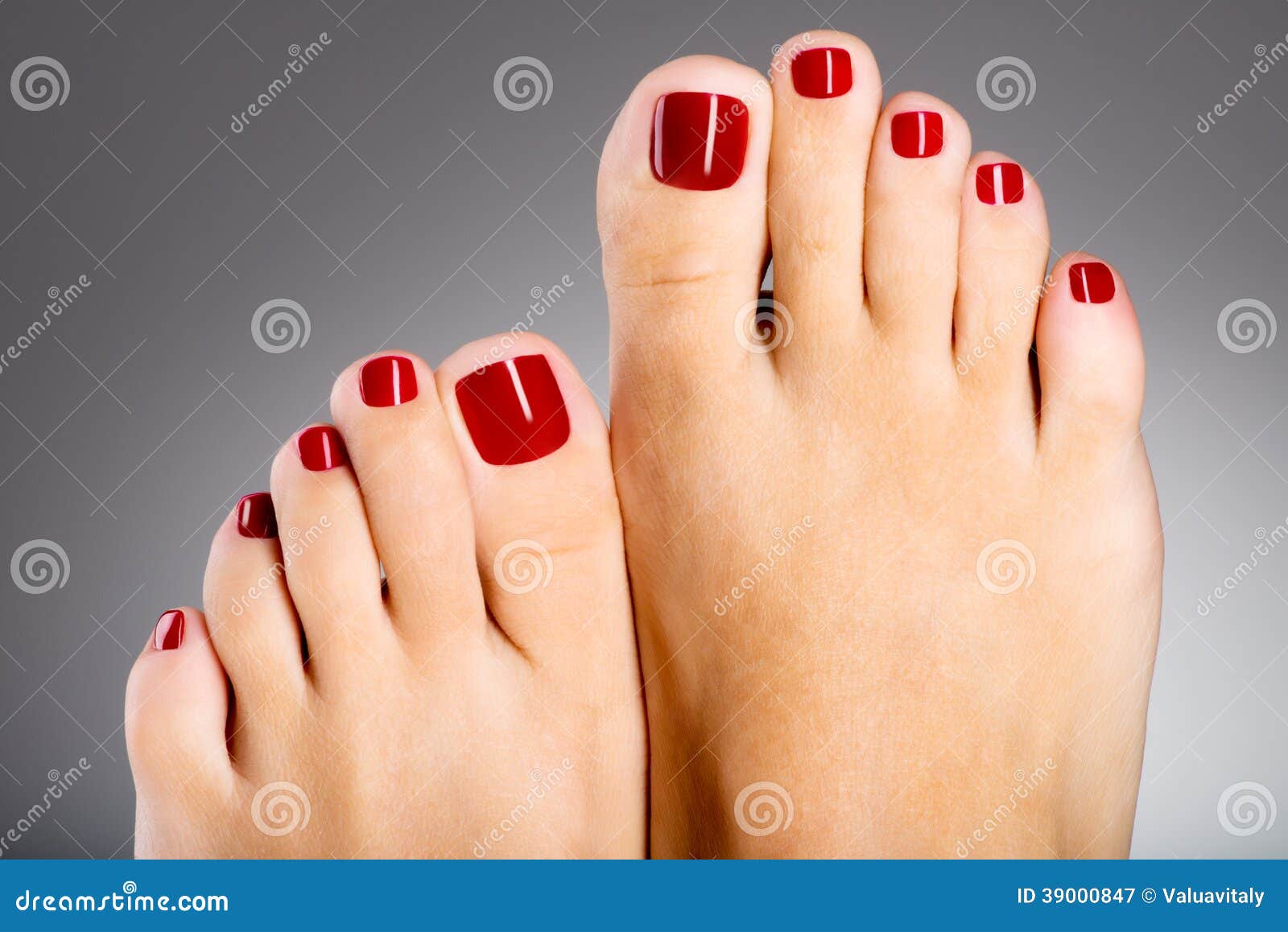Beautiful Female Feet With Red Pedicure Stock Photo - Image: 39000847
