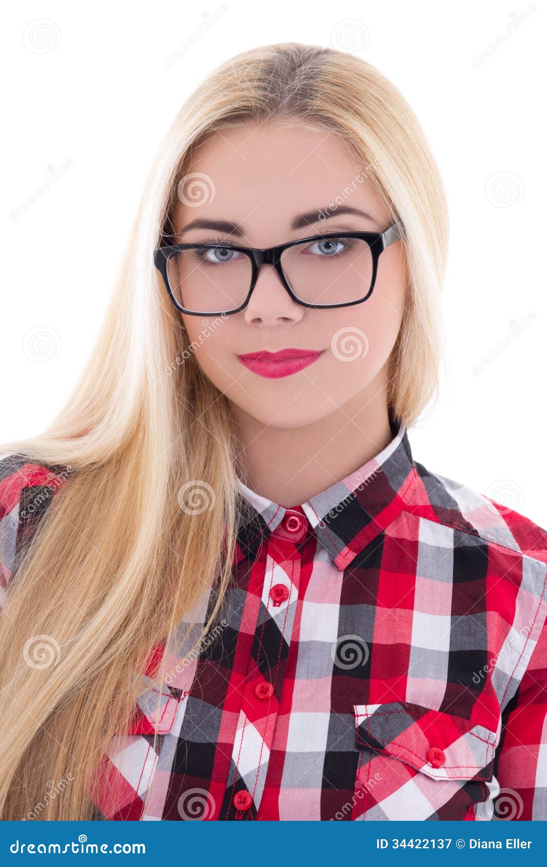 Beautiful Girl In Eyeglasses Isolated On White Royalty