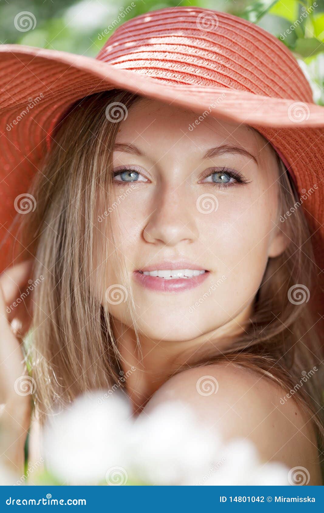 Beautiful Half Naked Woman Among Flowering Gardens Stock Photo Image