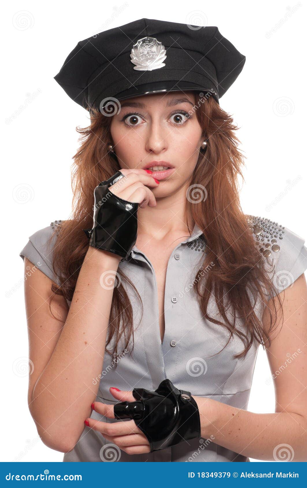 Beautiful Police Woman In Sexy Costume Royalty Free Stock