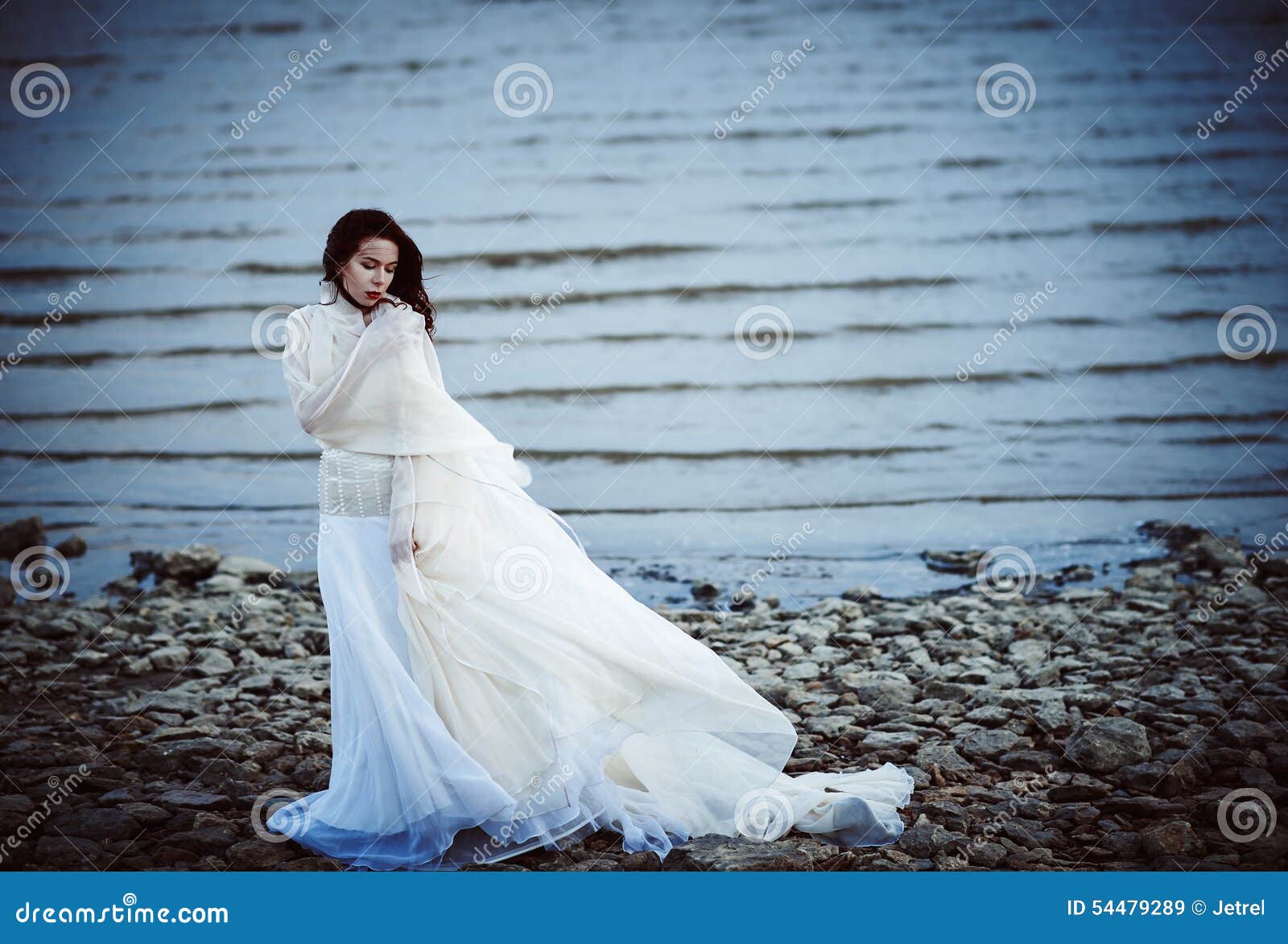 White Dress By The Shore