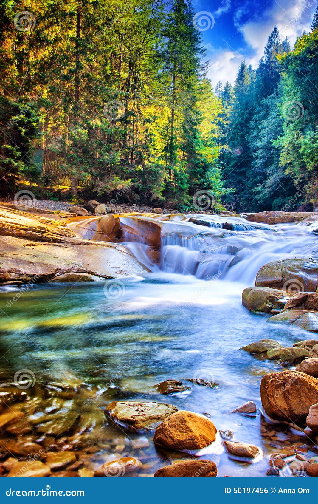 Beautiful Waterfall In The Forest Stock Photo Image 50197456