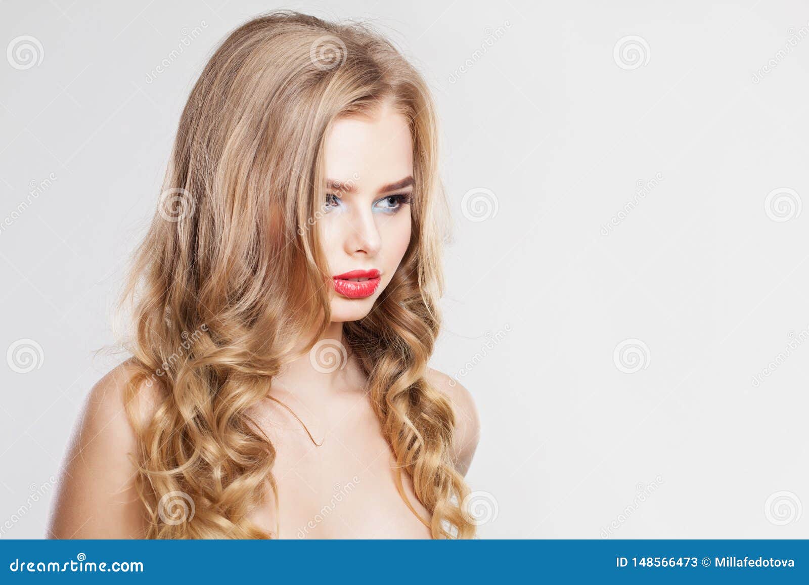 Beautiful Woman With Curly Hair Portrait Pretty Blonde Girl On White Stock Image Image Of 119082 Hot Sex Picture