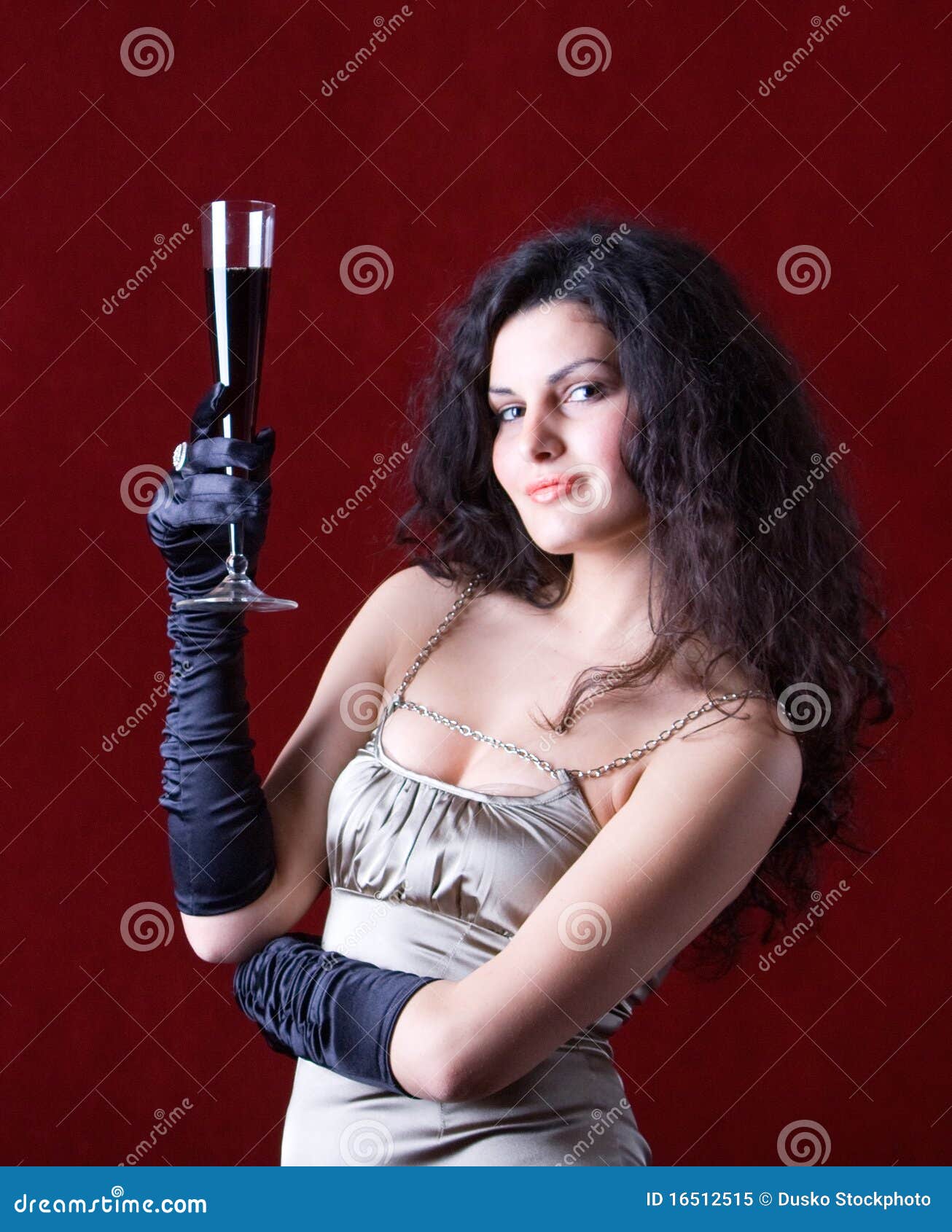 Beautiful Woman Holding A Glass Of Wine Royalty Free Stock
