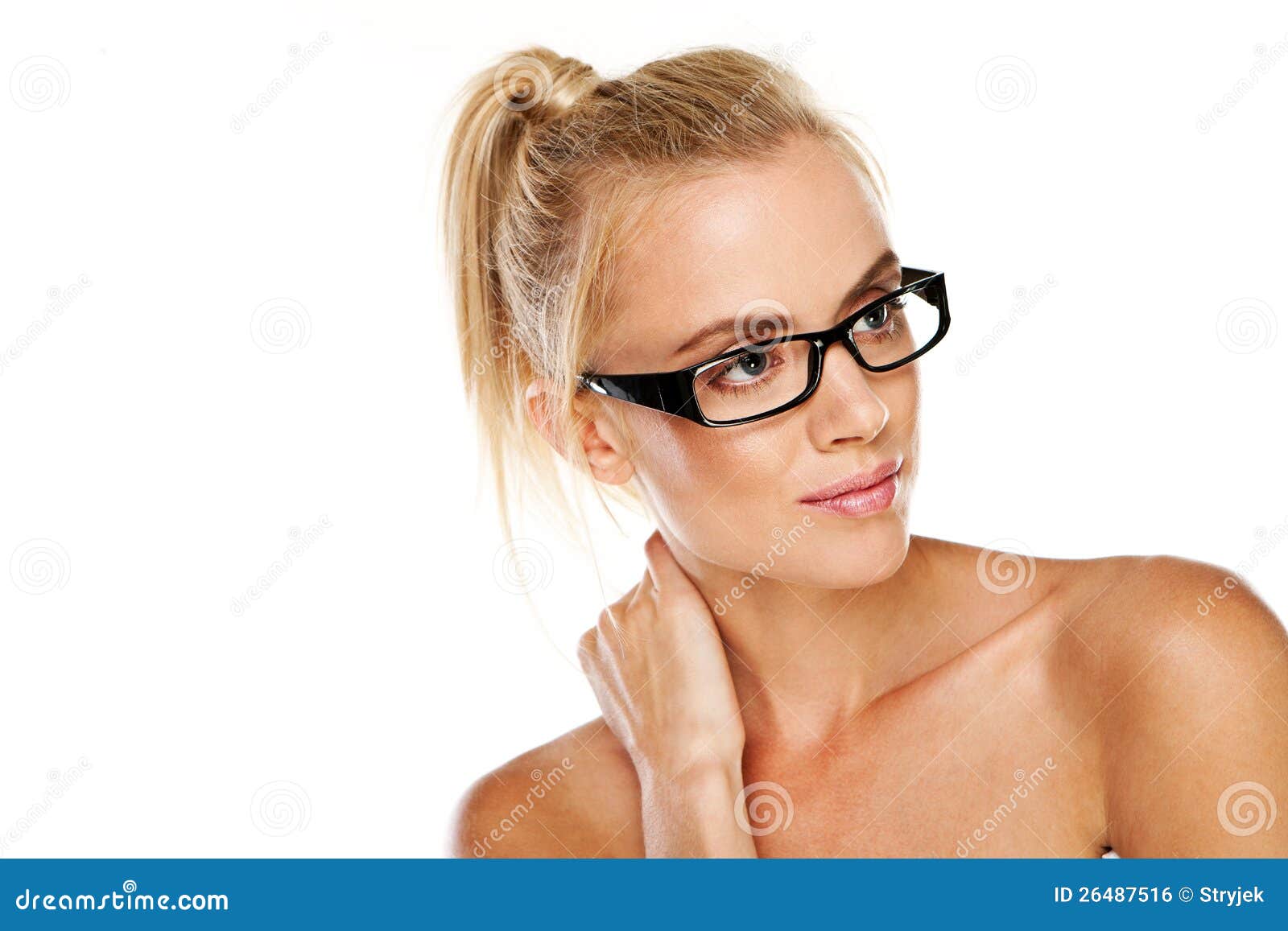 Beautiful Woman In Modern Glasses Royalty Free Stock Image