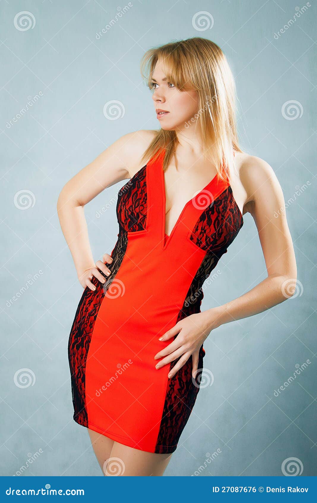 Beautiful Woman In Sexy Red Dress Royalty Free Stock Image