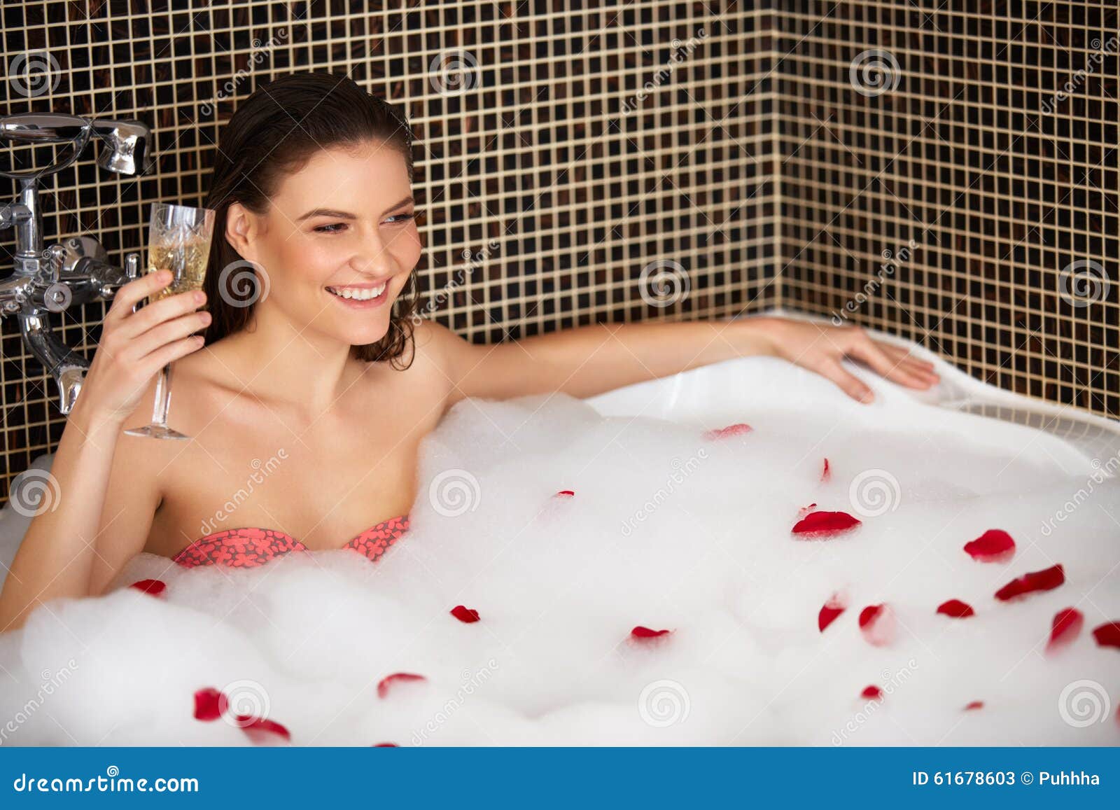 Beautiful Woman Takes Bubble Bath Stock Image Image Of Care