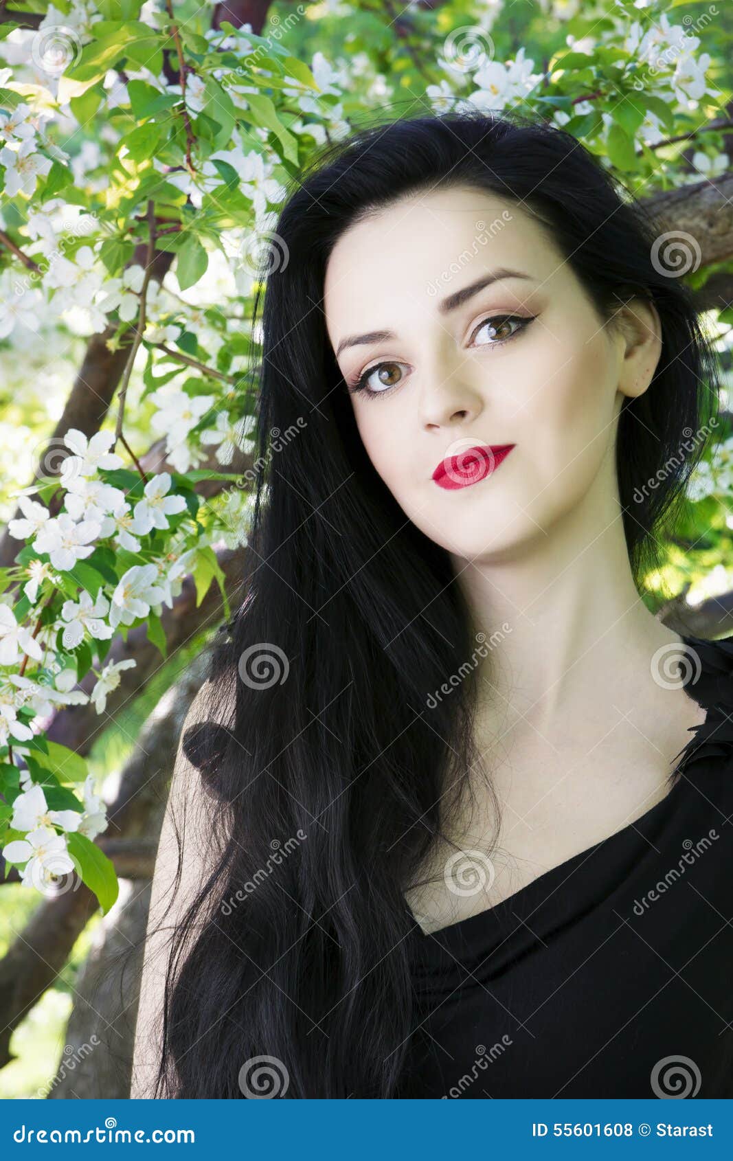 Beautiful young woman in <b>blooming gardens</b> - beautiful-young-woman-blooming-gardens-spring-55601608