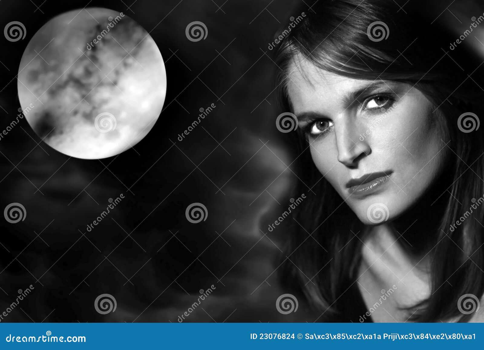 Beautifully Women In Moonlight Stock Images - Image: 23076824