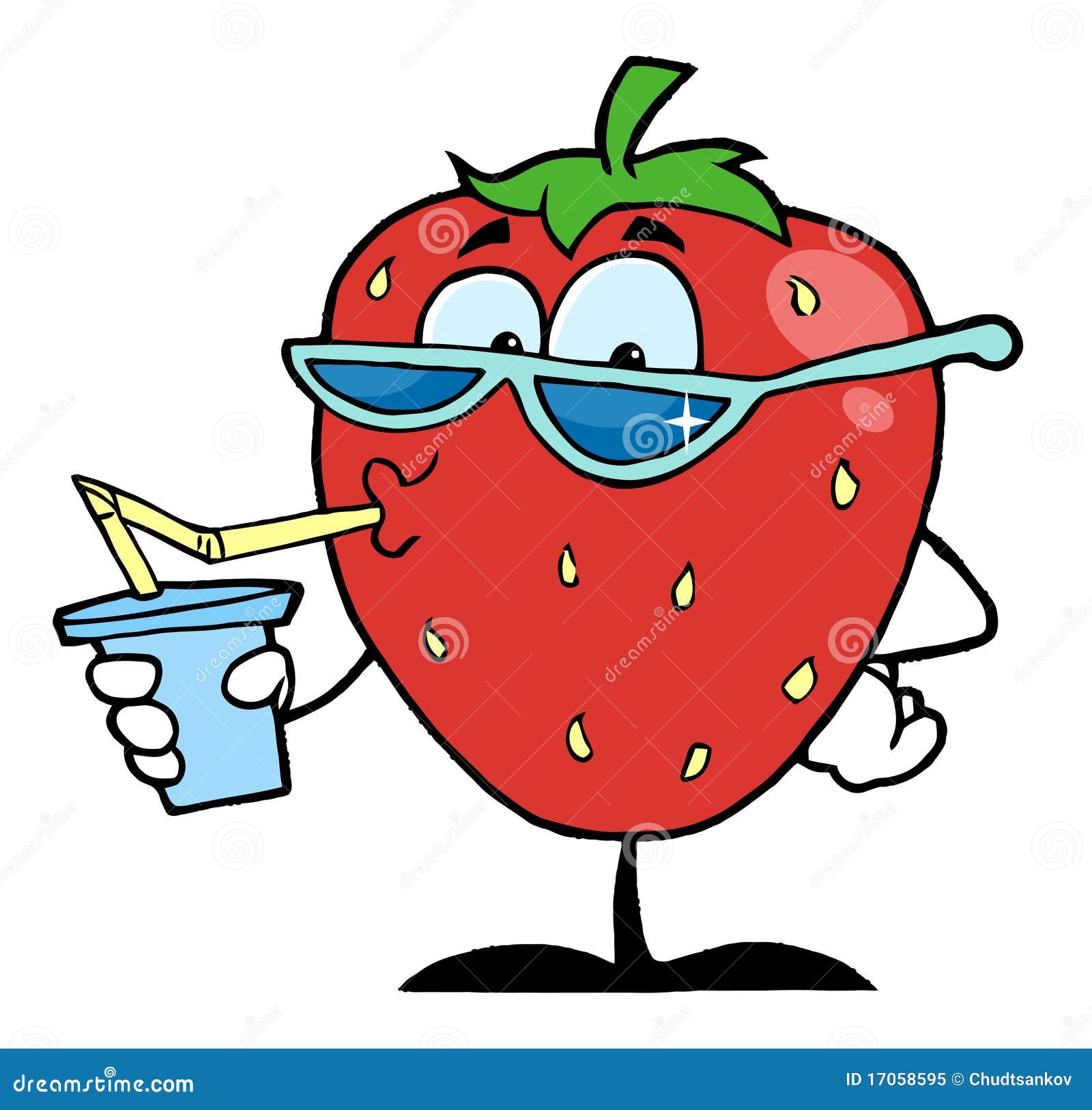 Bebida Del Jugo Del Personaje De Dibujos Animados De La Fresa Foto de ...