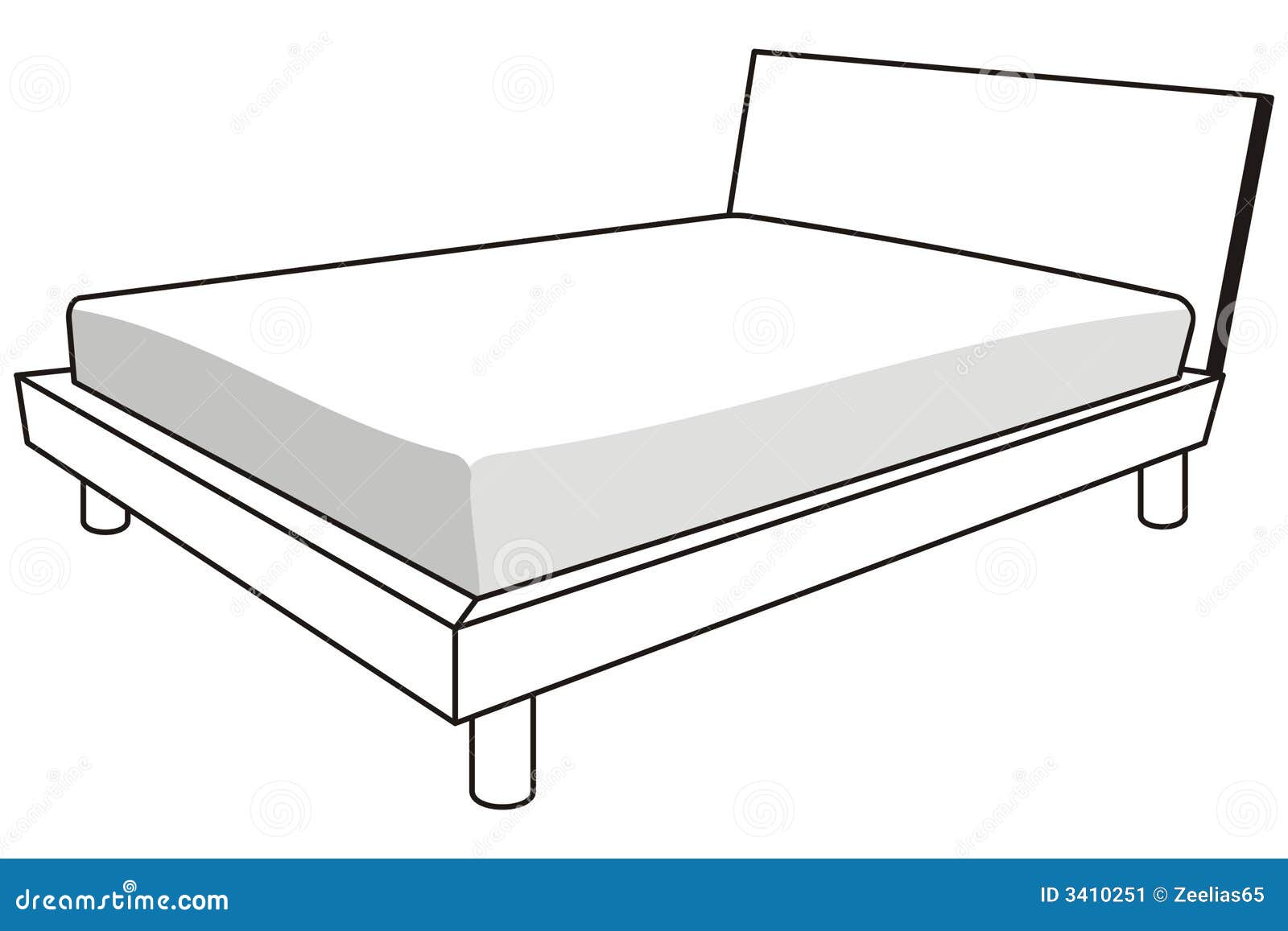 Art illustration in black and white: a bed.