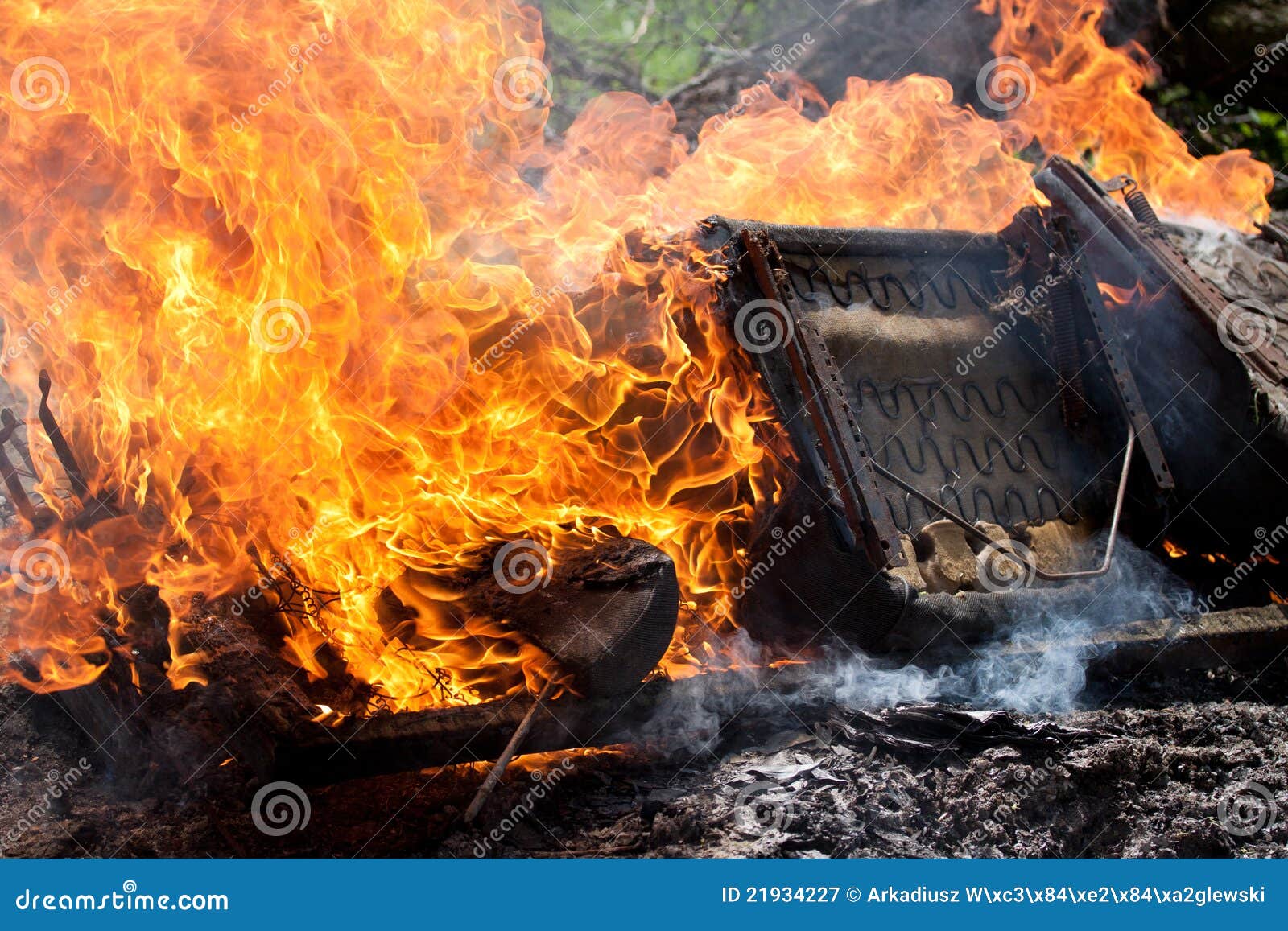 Bed On The Fire Royalty Free Stock Photography - Image: 21934227