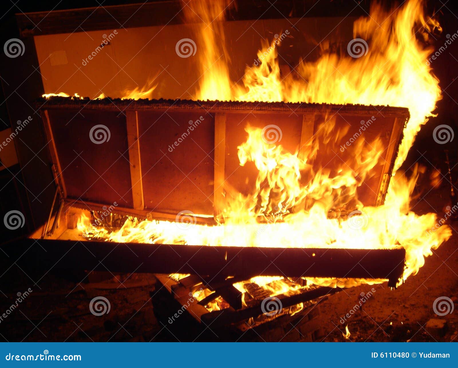 Bed On Fire Stock Photo - Image: 6110480