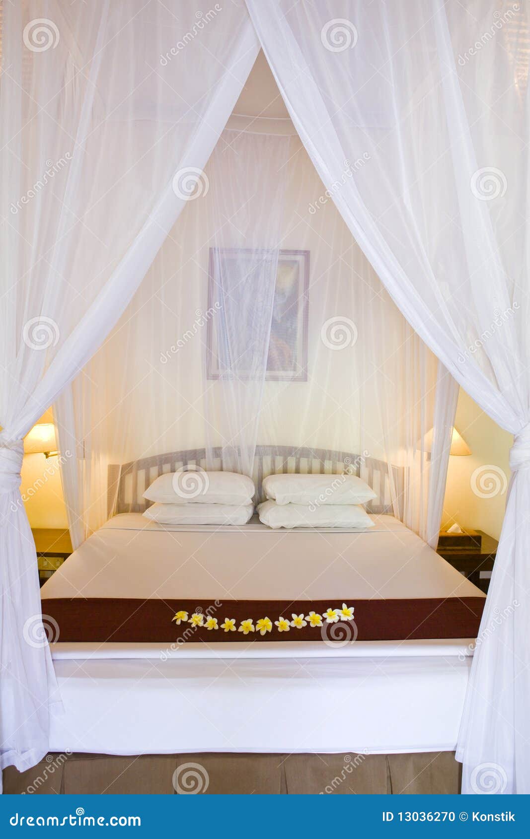 Bed Under Bed Curtains Stock Photo - Image: 13036270